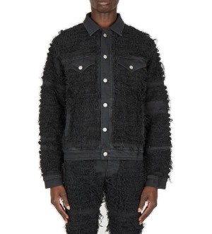 1017 ALYX 9SM X Blackmeans All-Over Shredded Effect Denim Jacket