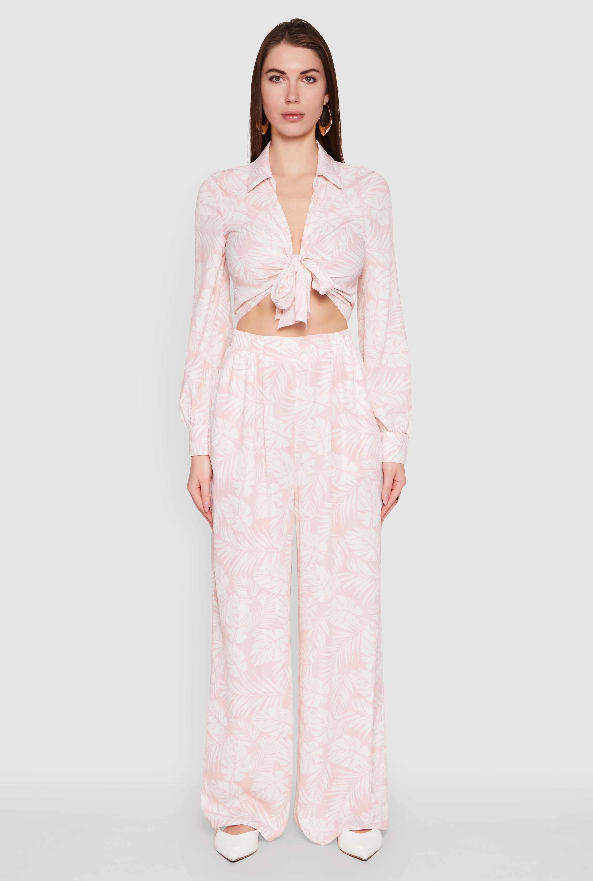 Airy Collared Tie Front Blouse