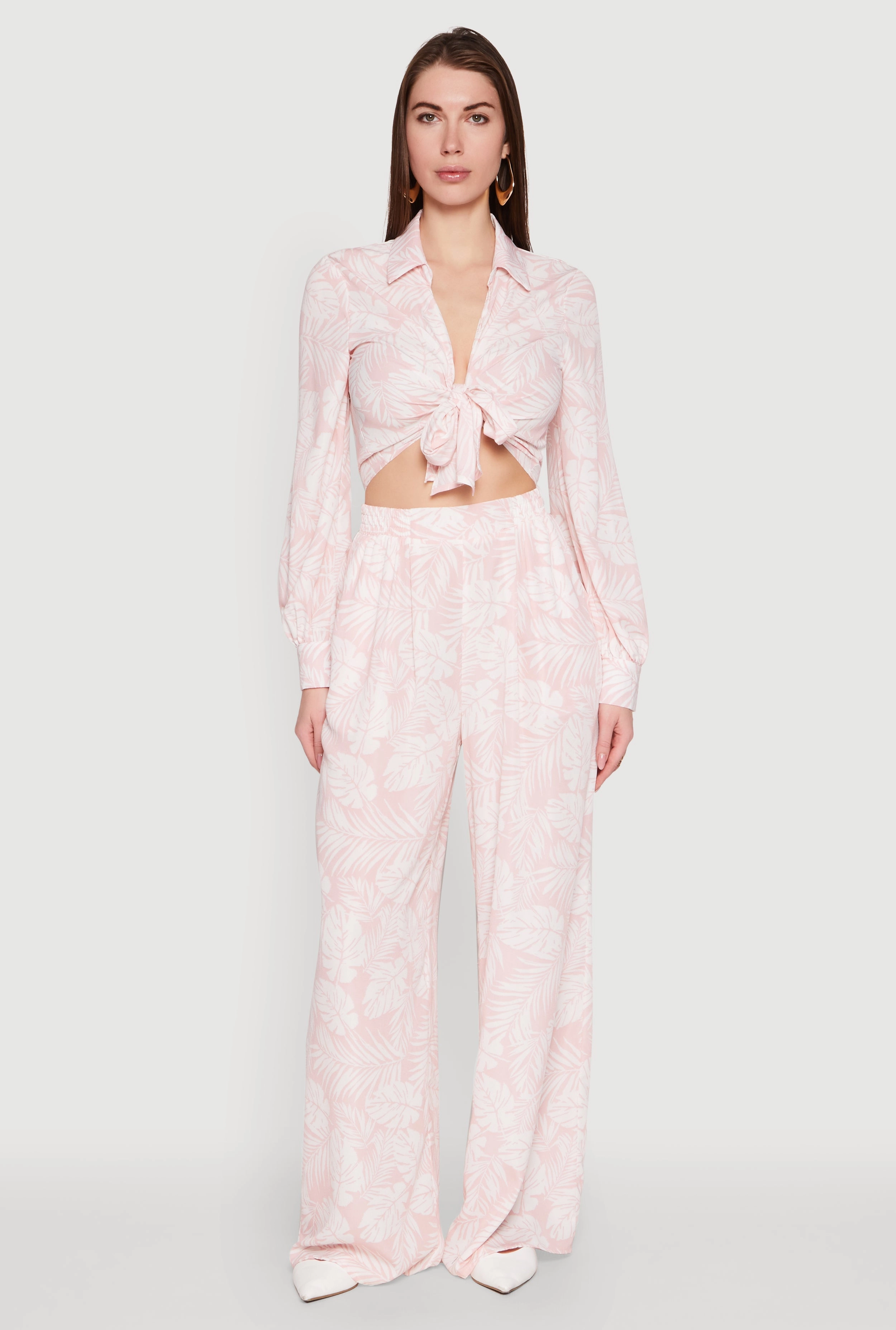 Airy Collared Tie Front Blouse