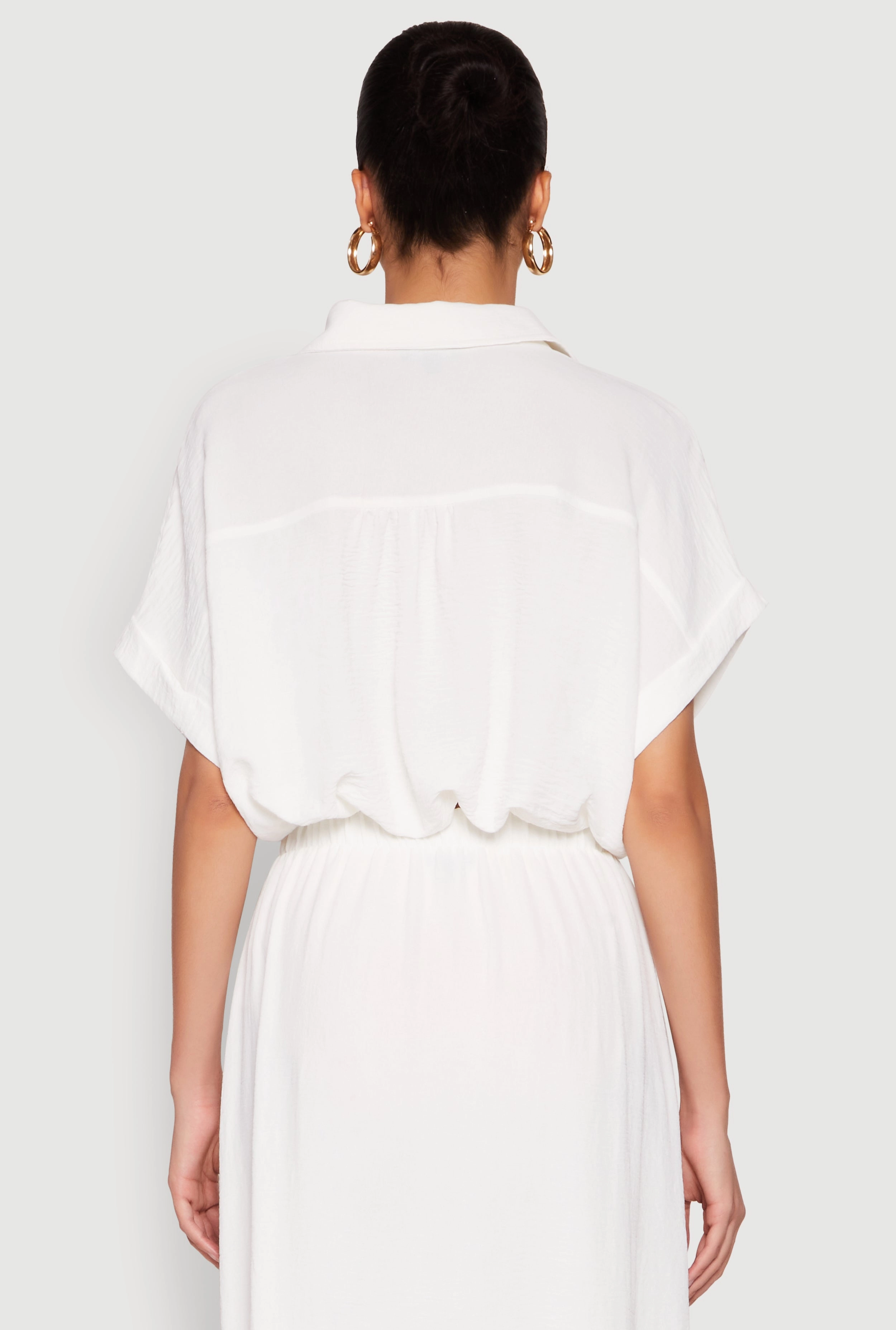 Airy Drawstring Hem Shirt