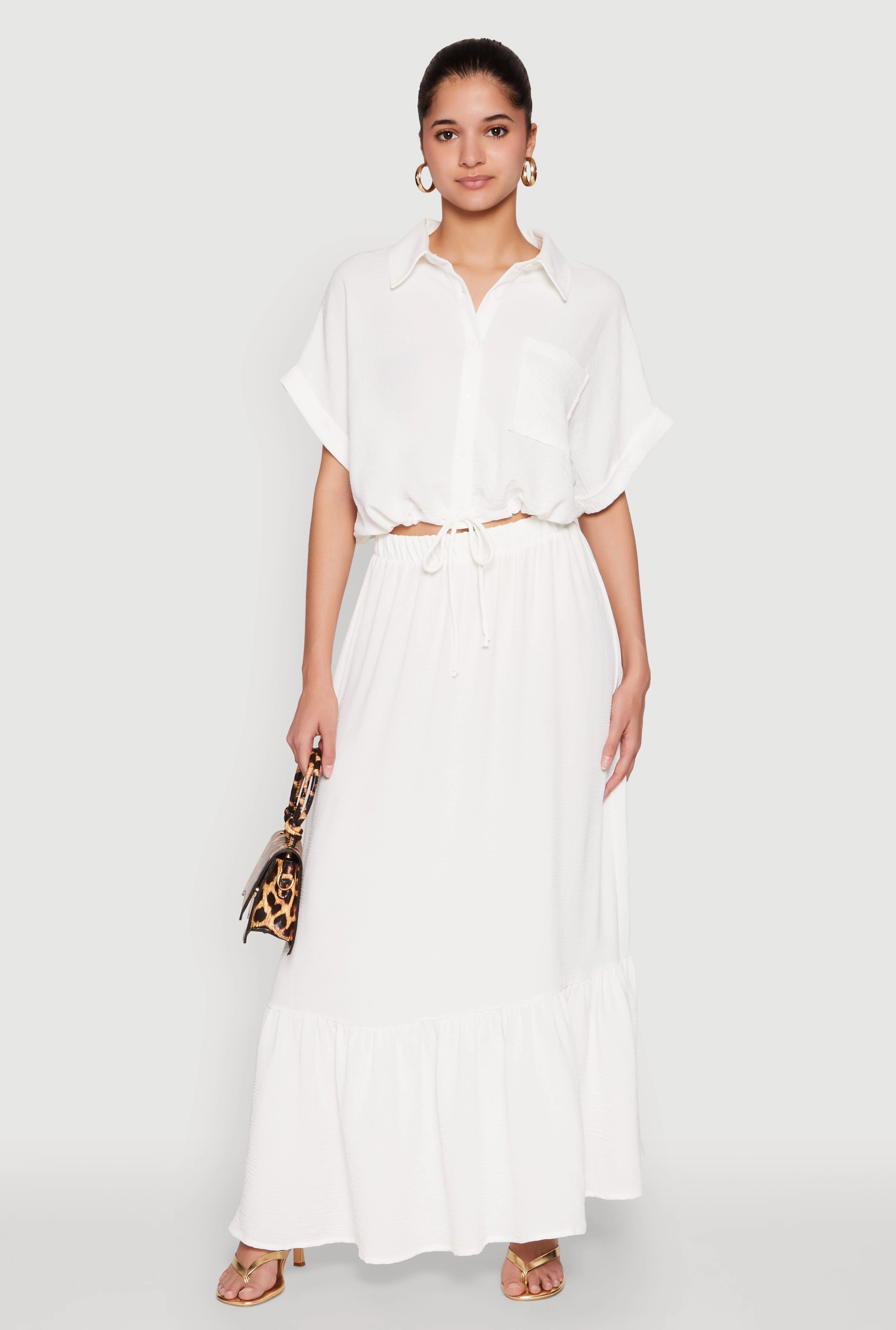 Airy Drawstring Hem Shirt