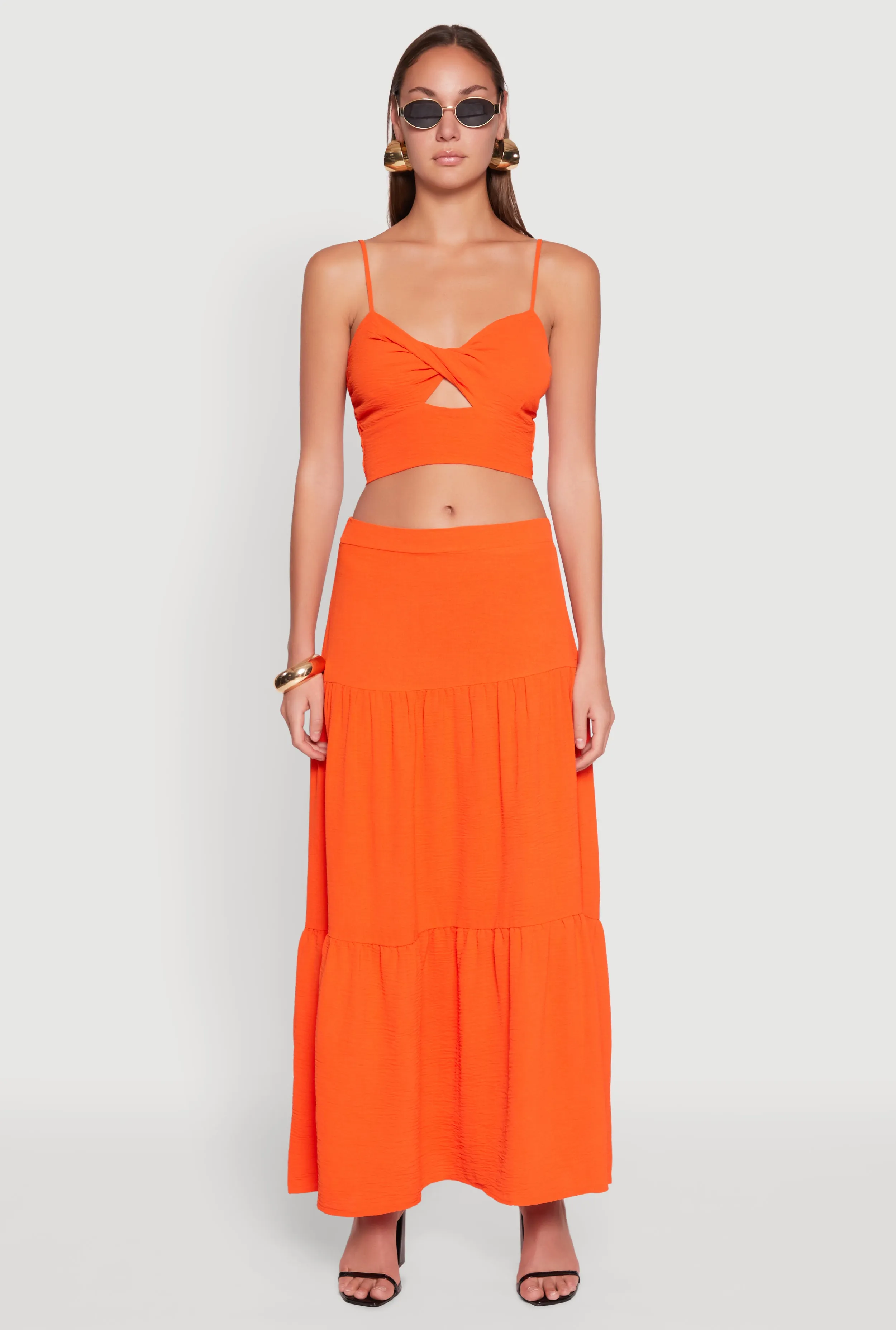 Airy Twist Front Crop Top