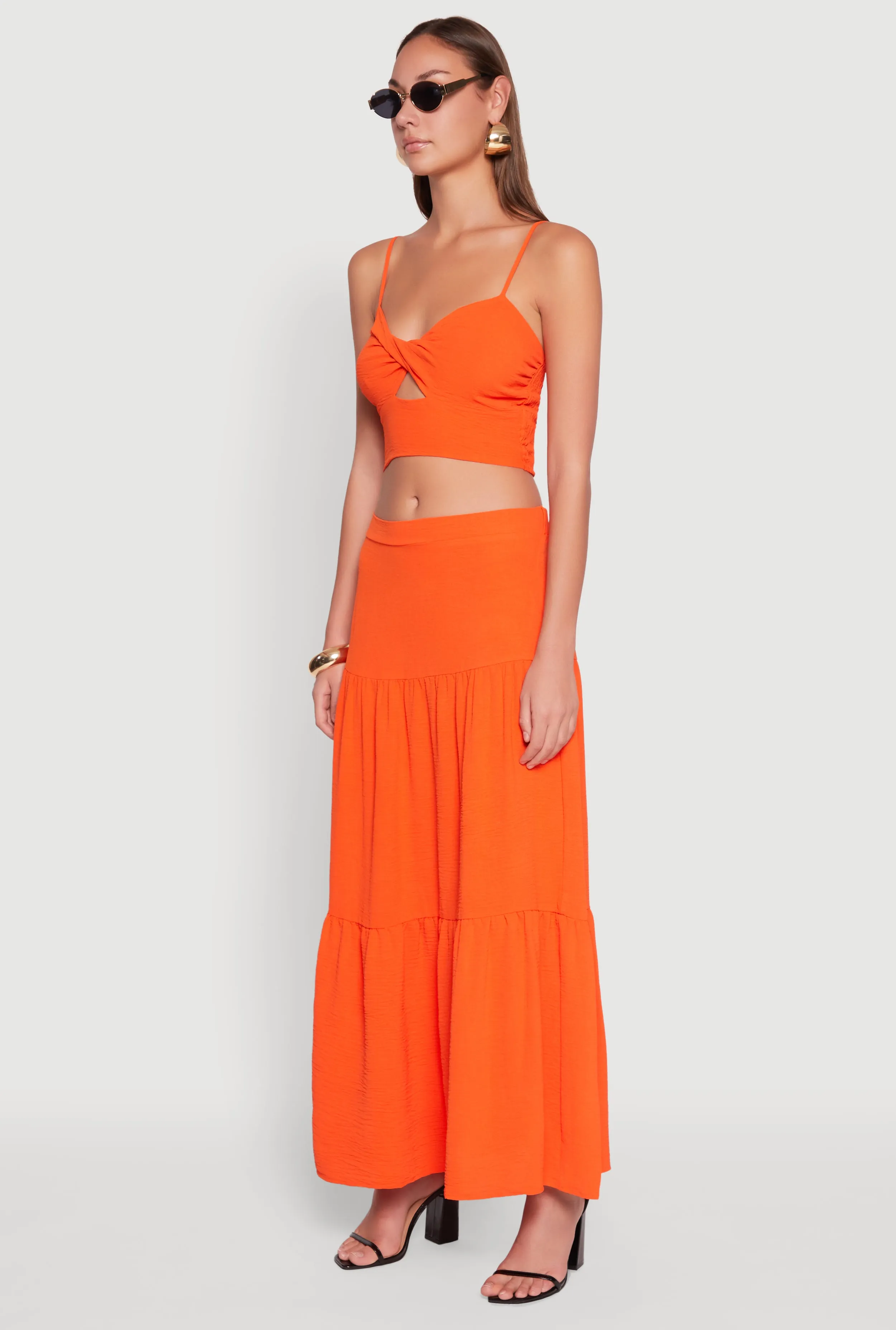 Airy Twist Front Crop Top