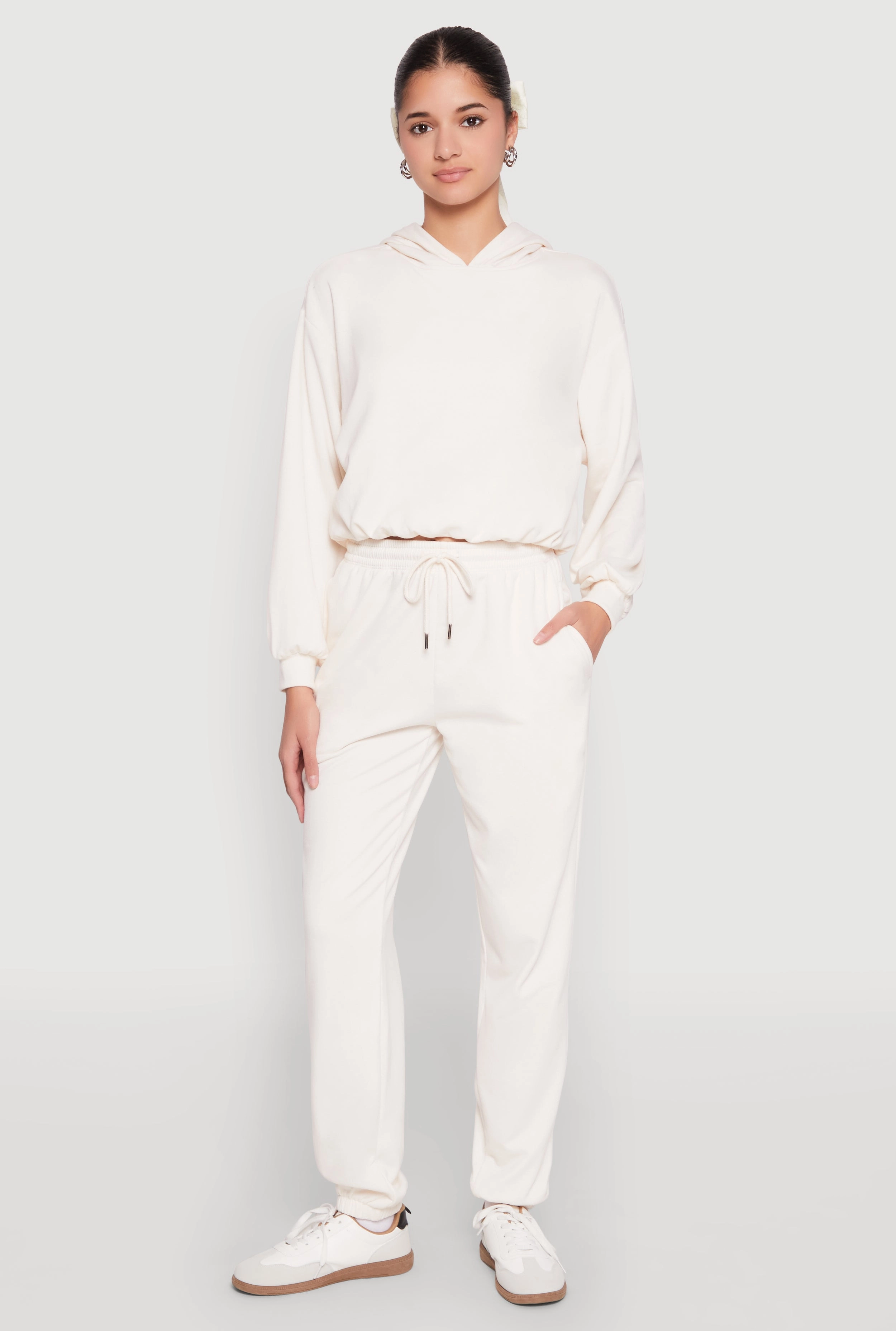 Almost Famous Bubble Hem Cropped Hoodie