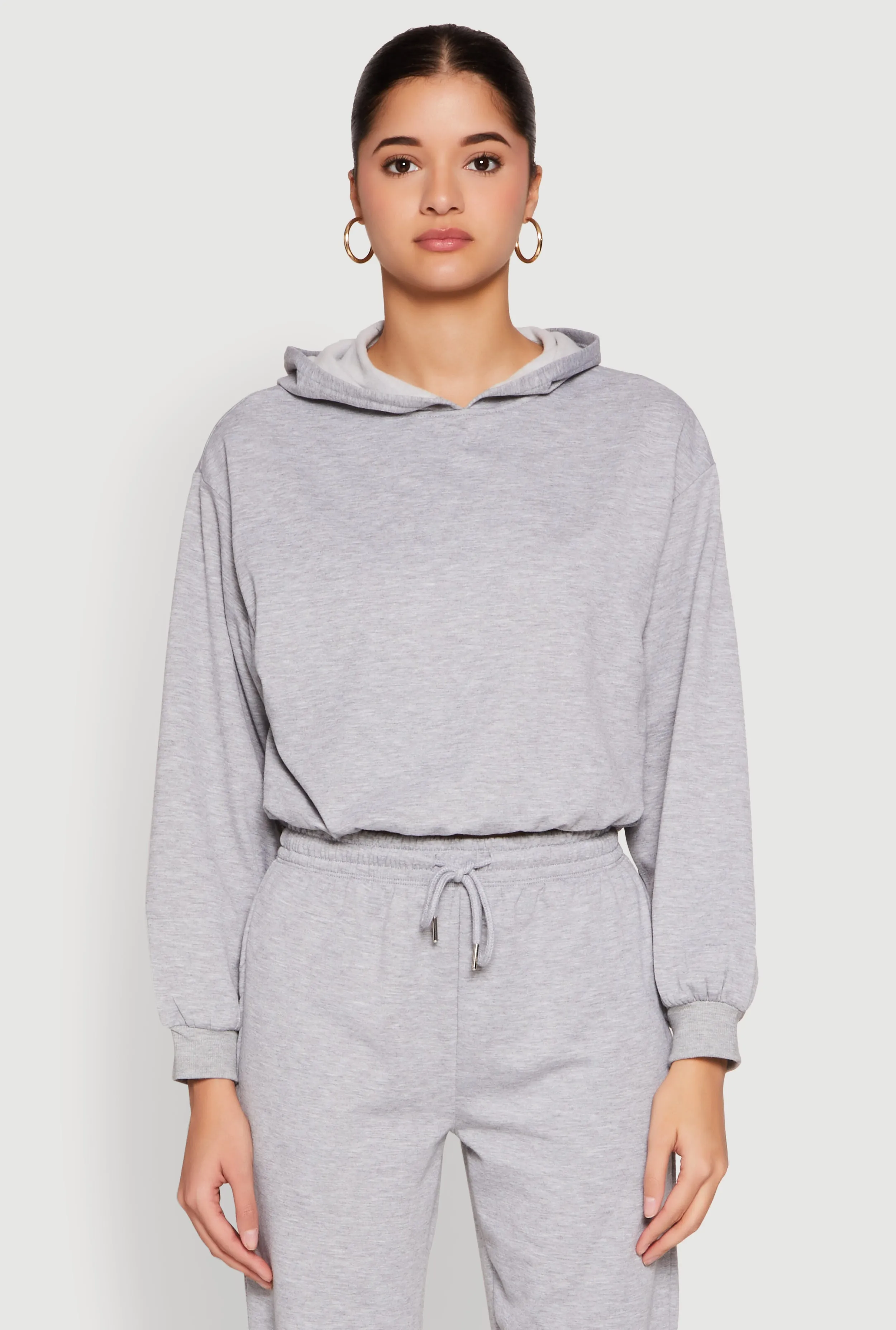 Almost Famous Bubble Hem Cropped Hoodie