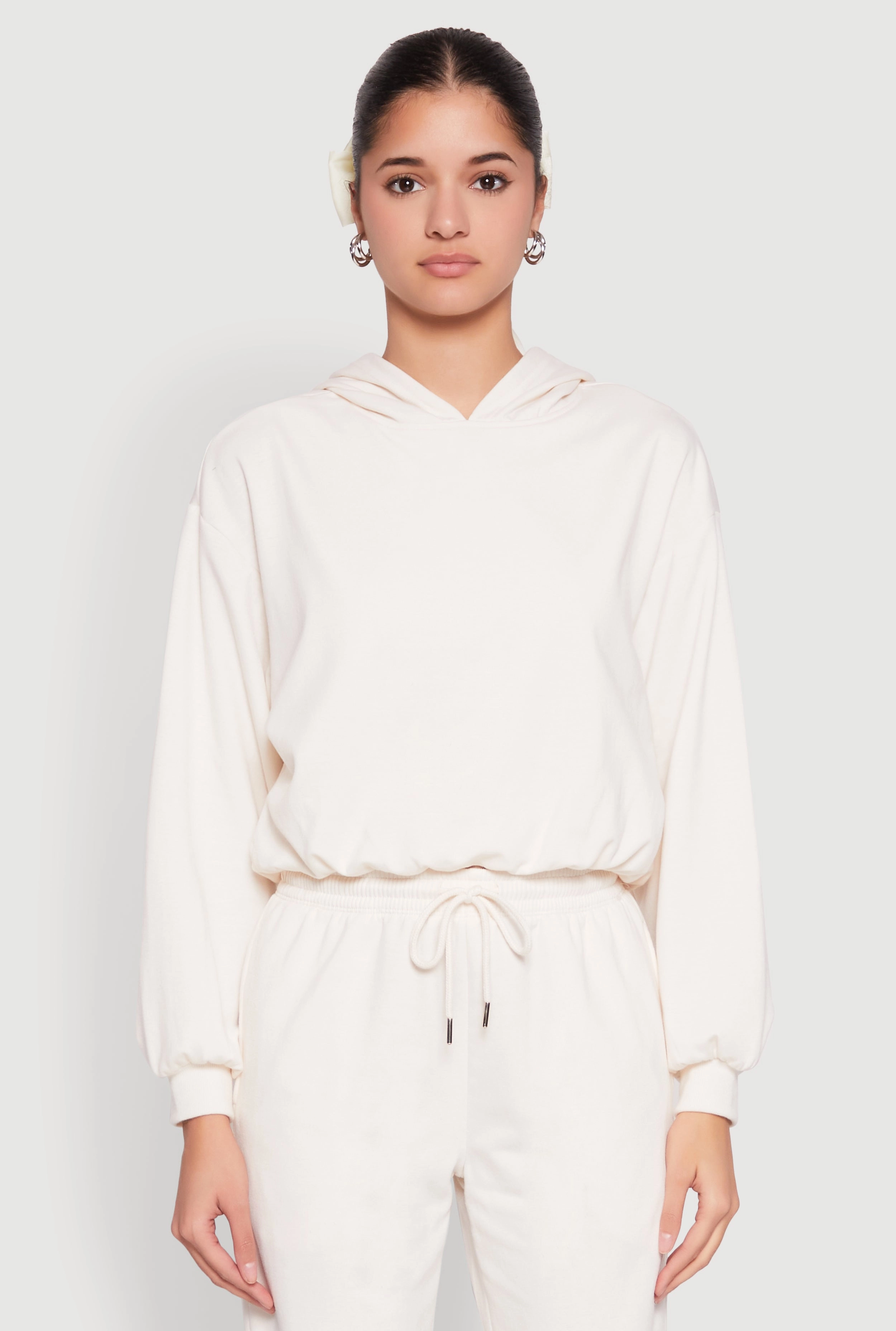 Almost Famous Bubble Hem Cropped Hoodie