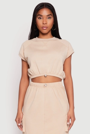 Almost Famous Cap Sleeve Cropped Sweatshirt