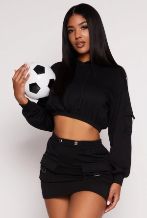 Almost Famous Cargo Pocket Cropped Hoodie