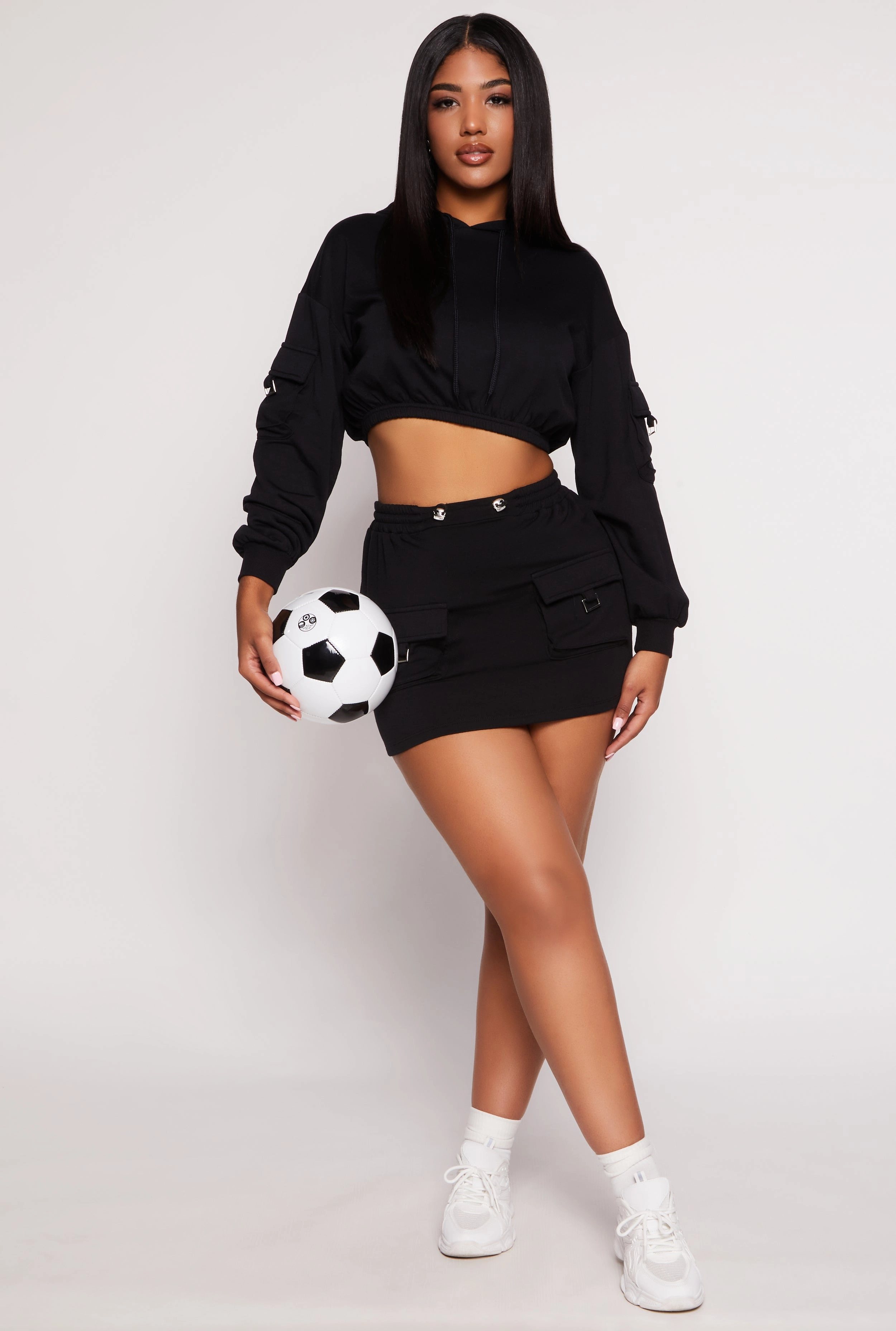 Almost Famous Cargo Pocket Cropped Hoodie
