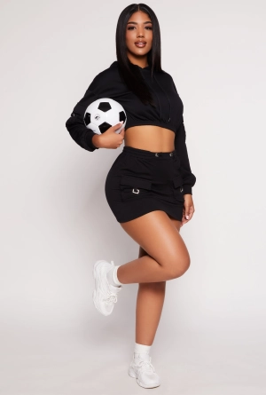 Almost Famous Fleece Cargo Pocket Mini Skirt