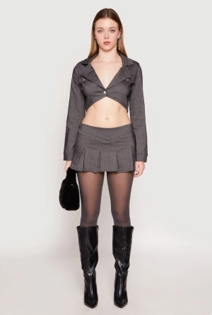Almost Famous Pinstripe Pleated Mini Skirt