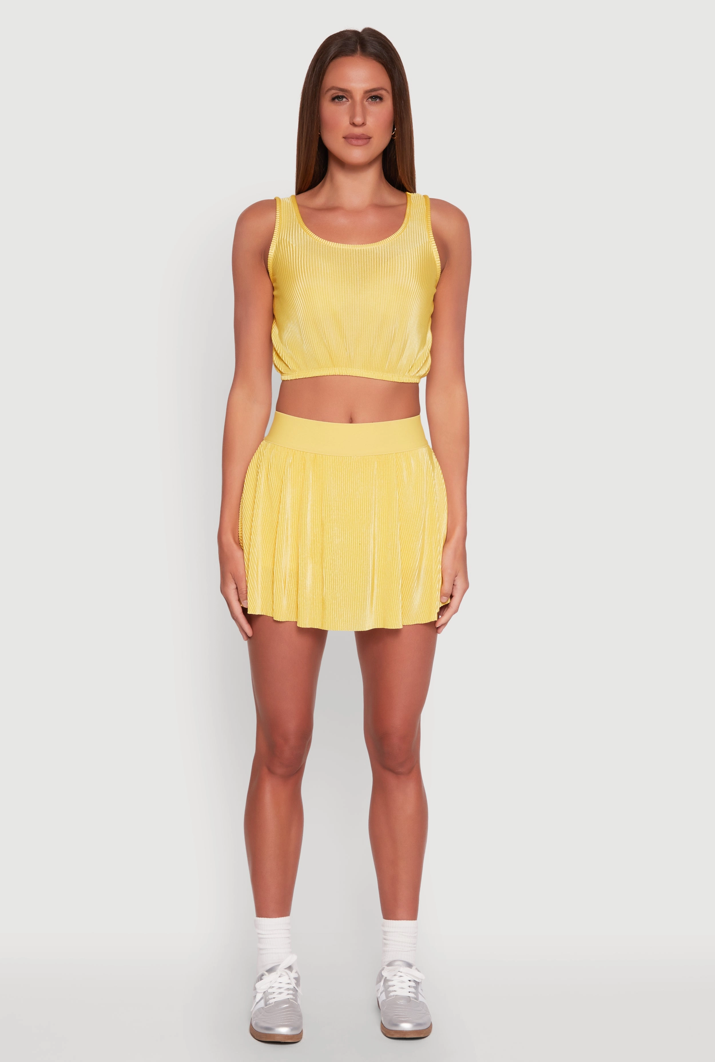 Almost Famous Plisse Cropped Tank Top