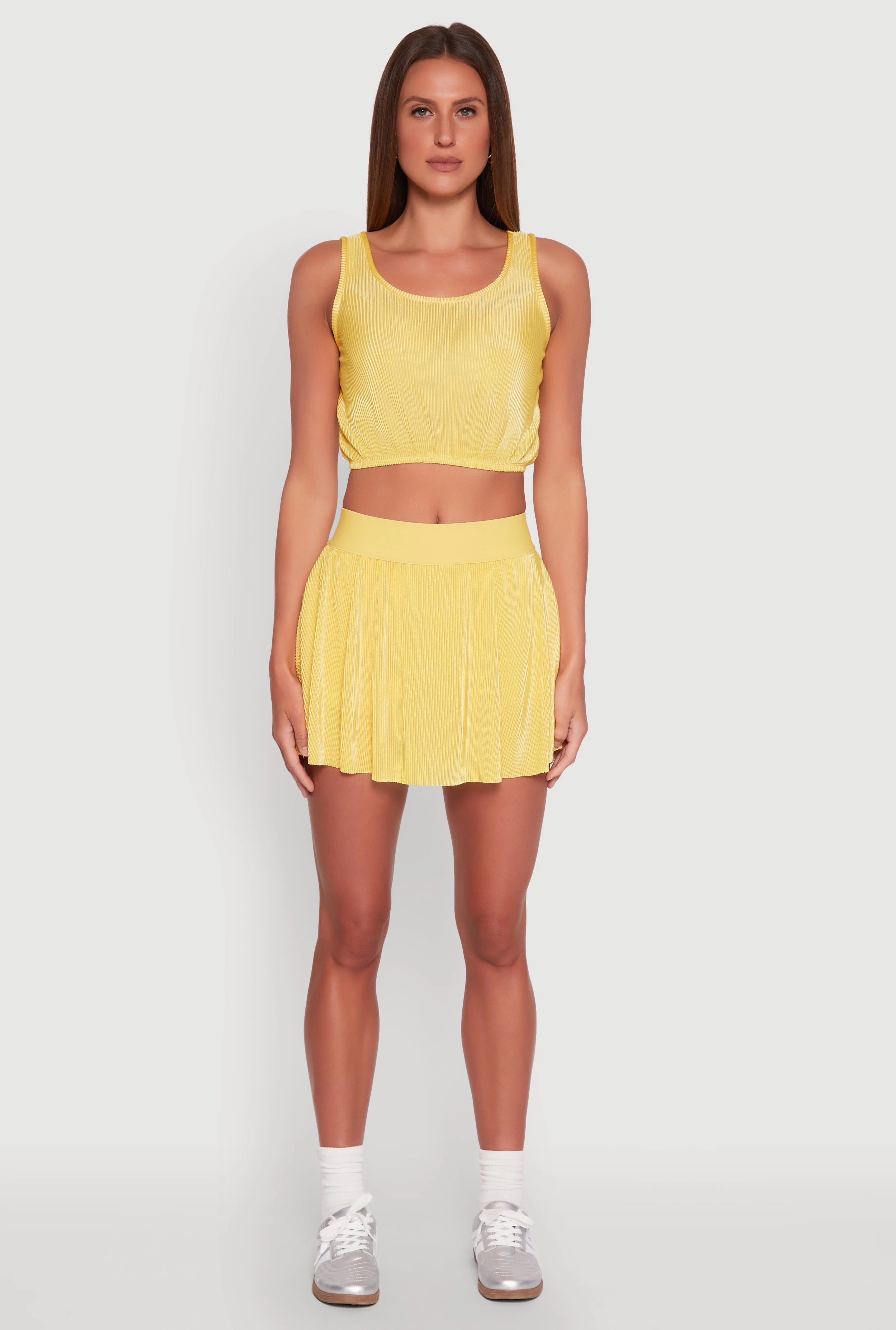 Almost Famous Plisse Lined Skater Skirt