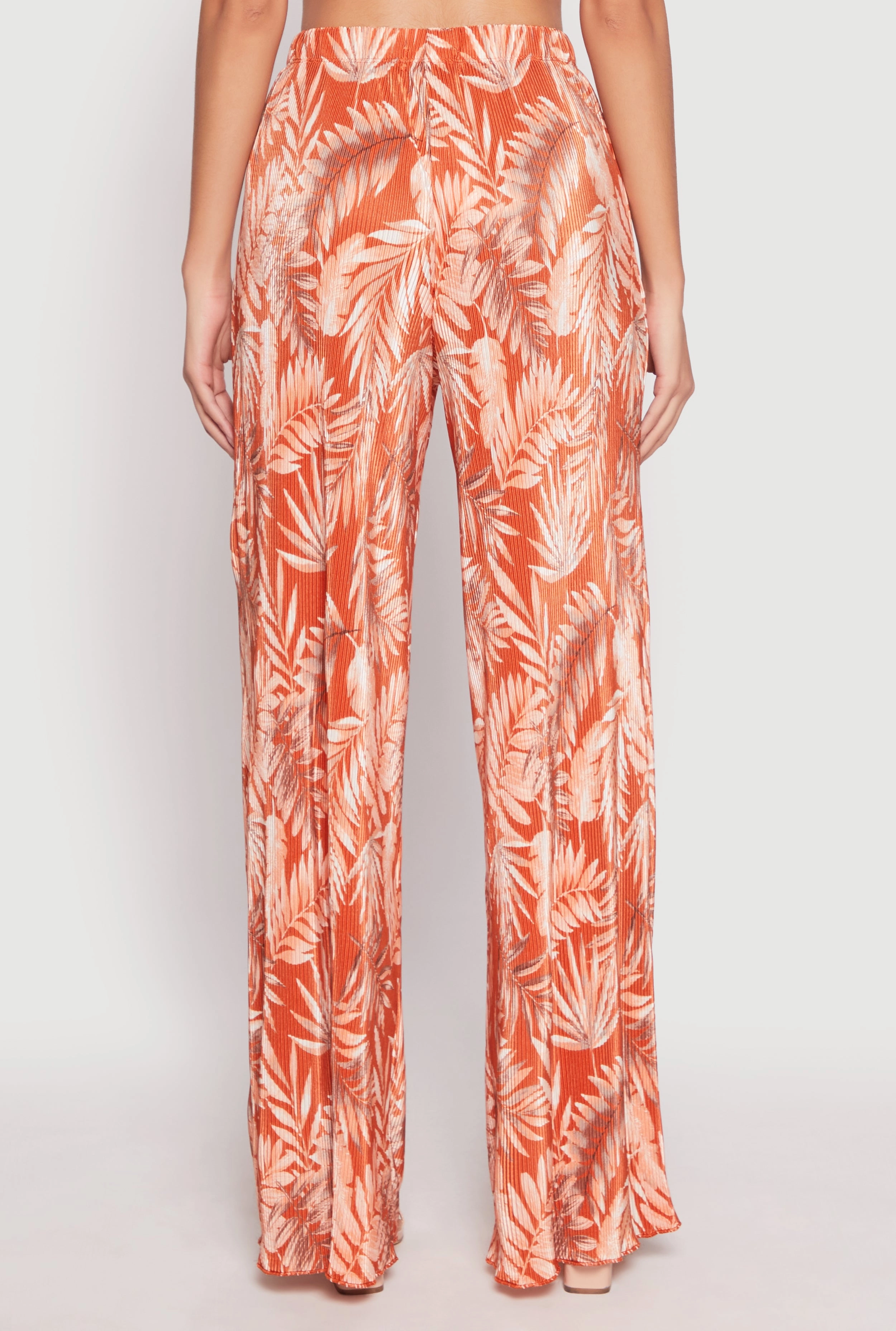 Almost Famous Plisse Tropical Print Palazzo Pants