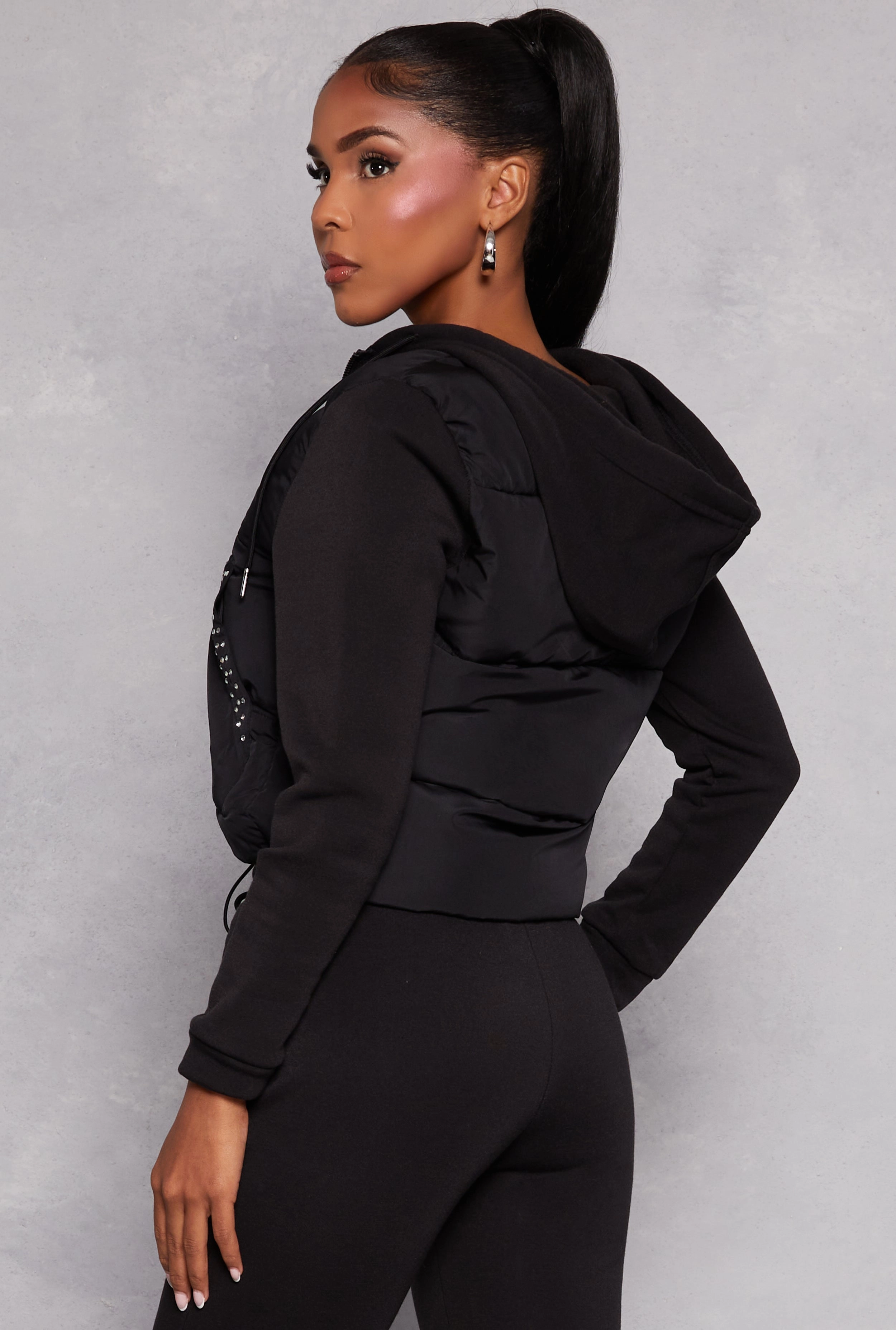 Almost Famous Rhinestone Trim Pocket Jacket
