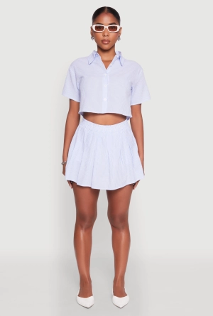 Almost Famous Striped Seersucker Pleated Skirt