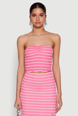 Almost Famous Striped Sweetheart Neckline Tube Top