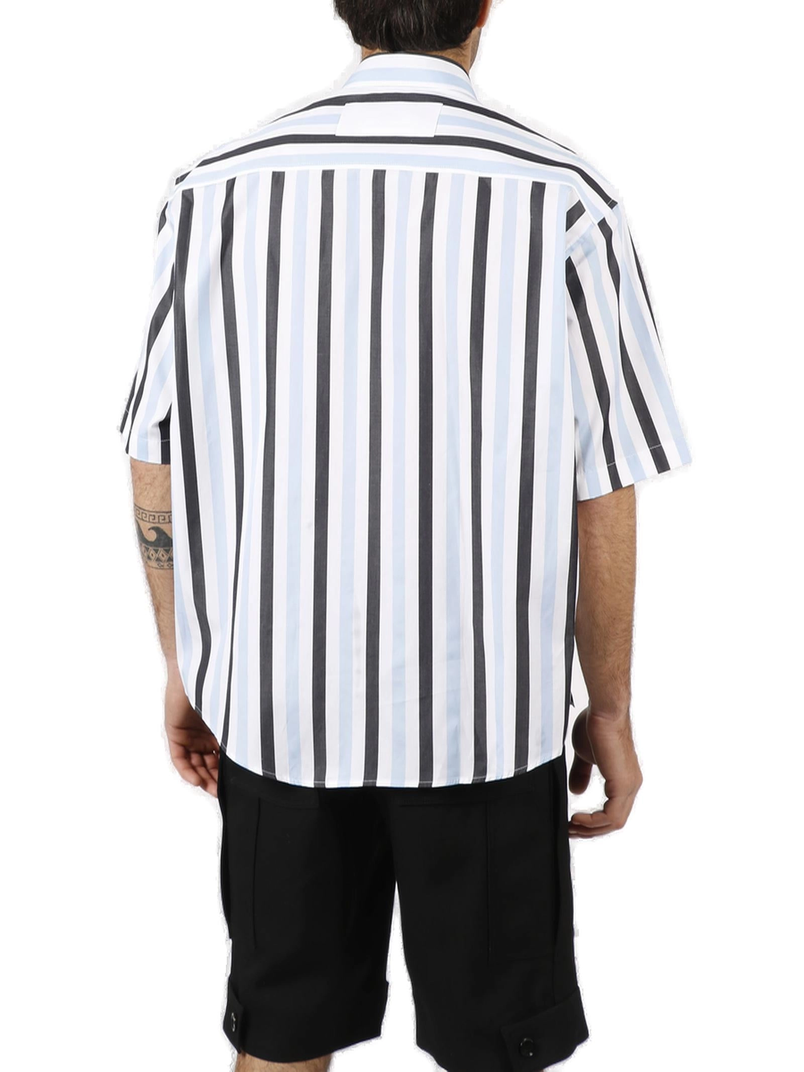 AMI Striped Short Sleeve Buttoned Shirt