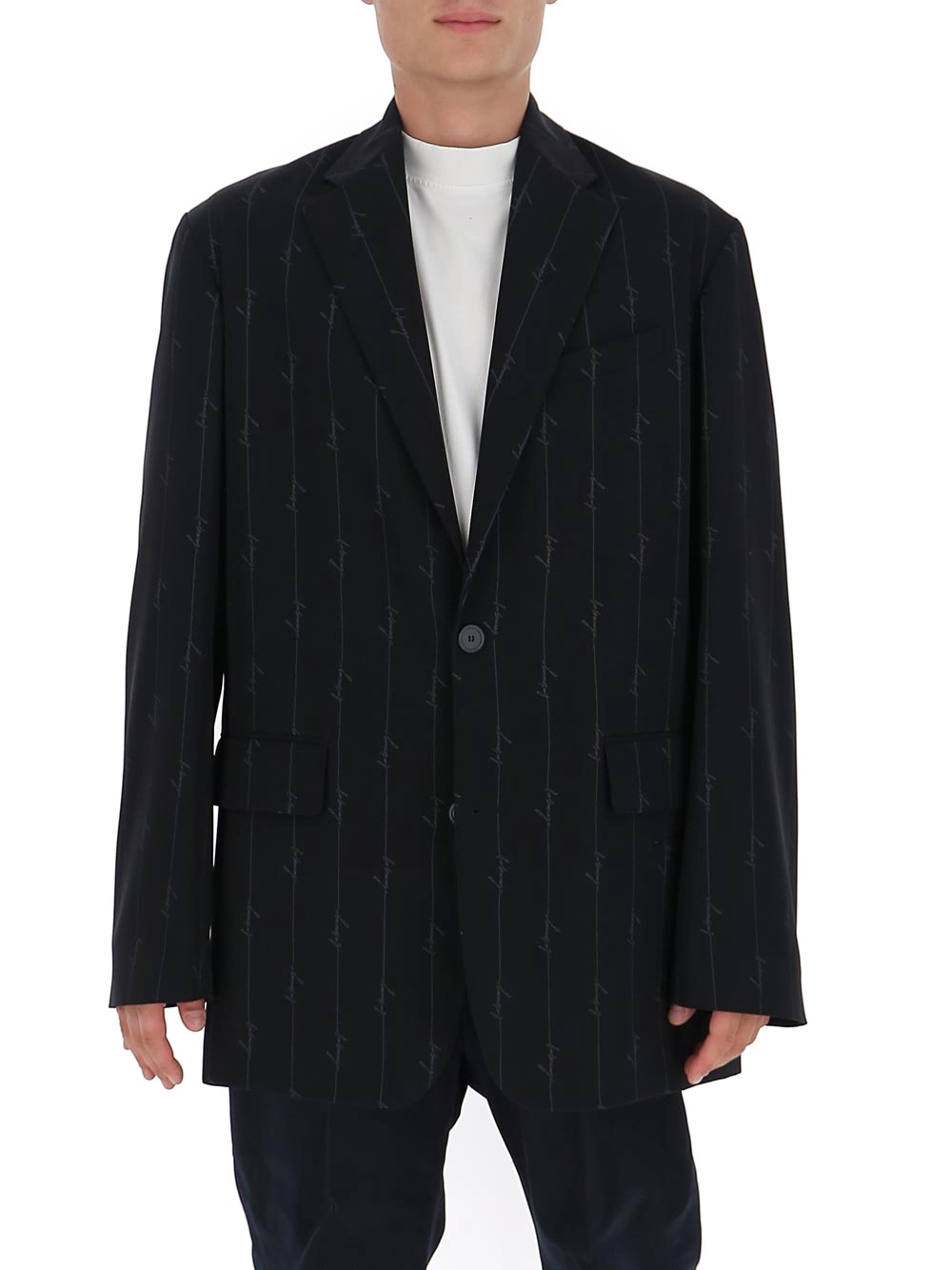 Balenciaga Allover Logo Single-Breasted Blazer