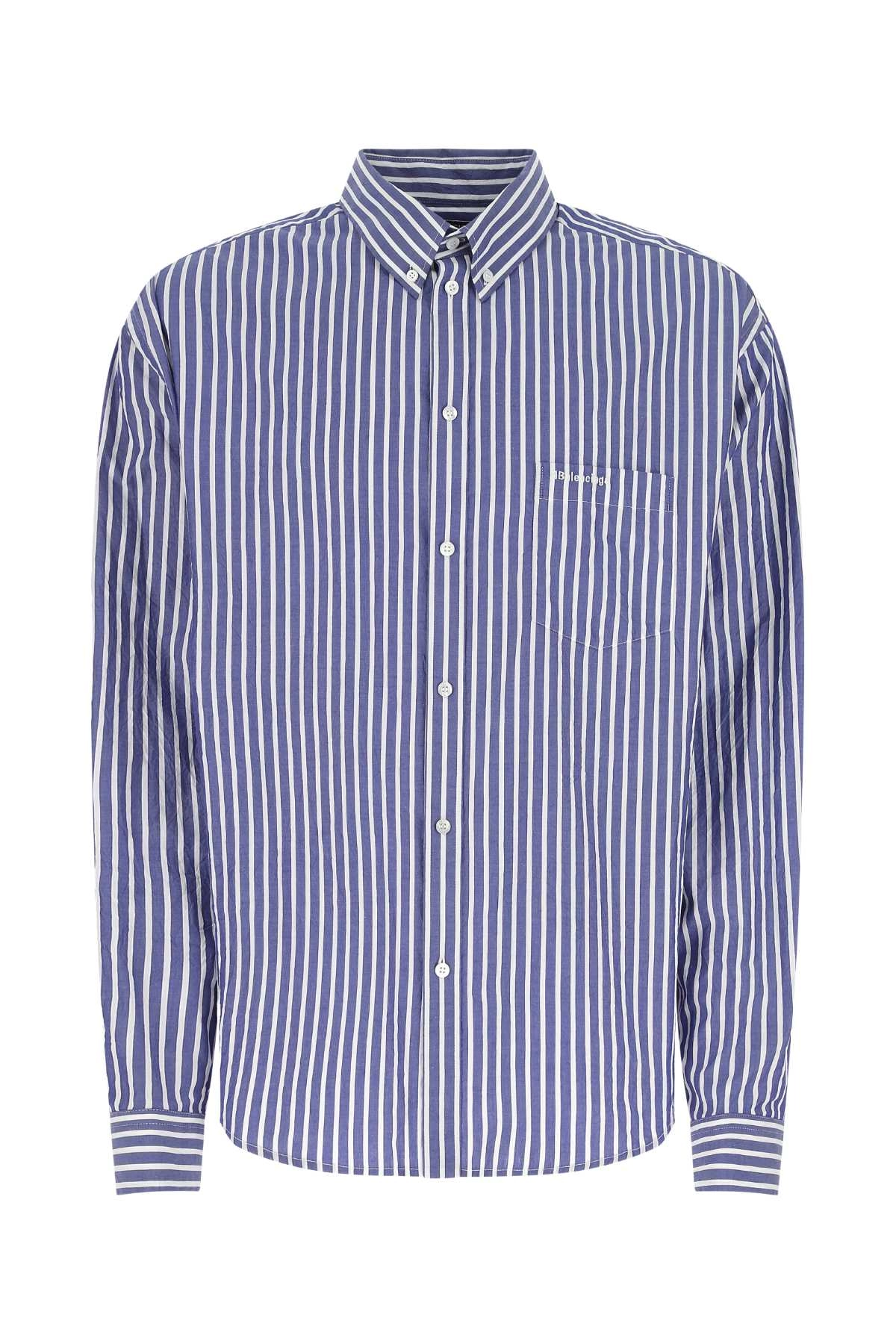 Balenciaga Logo Embroidered Striped Shirt