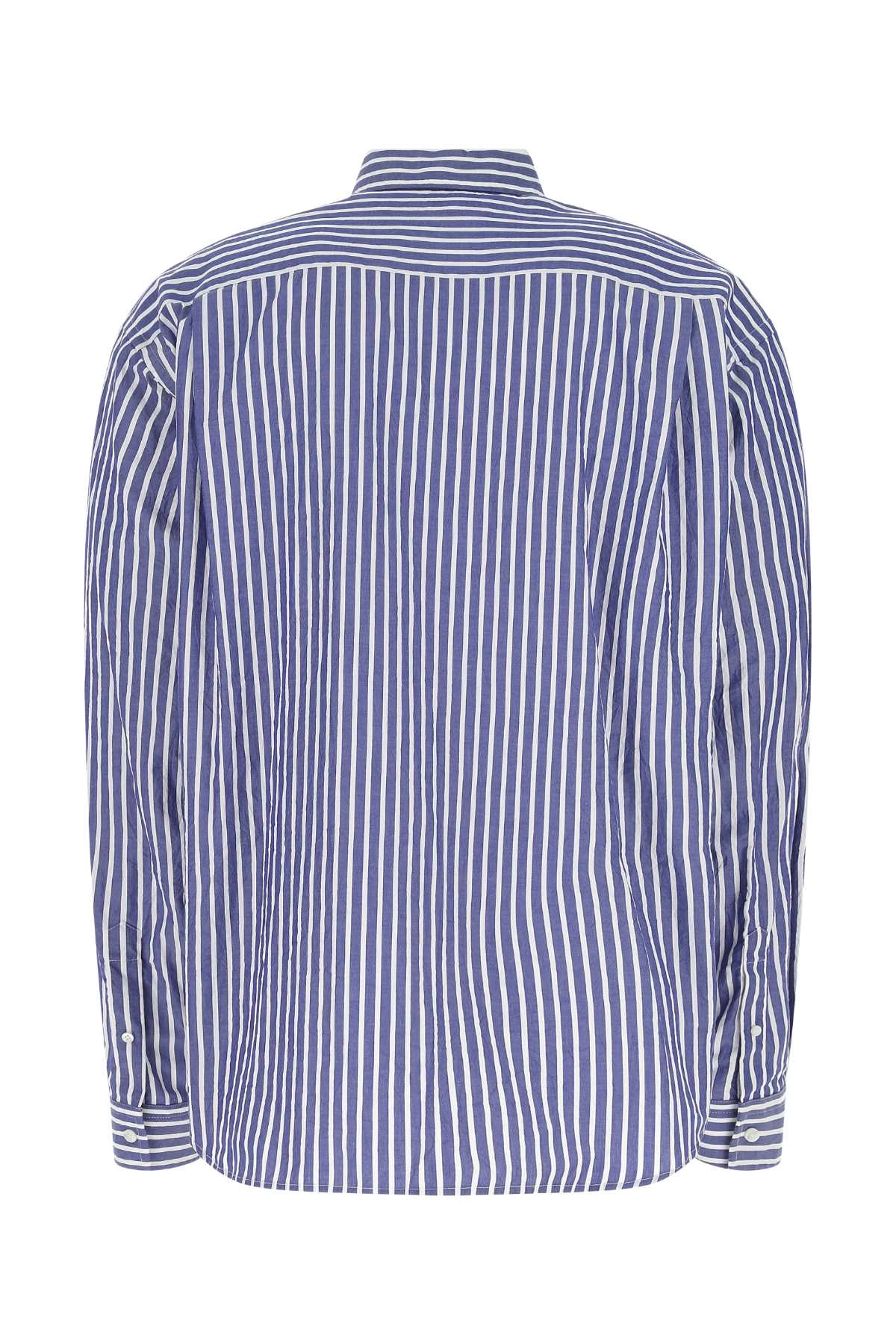Balenciaga Logo Embroidered Striped Shirt
