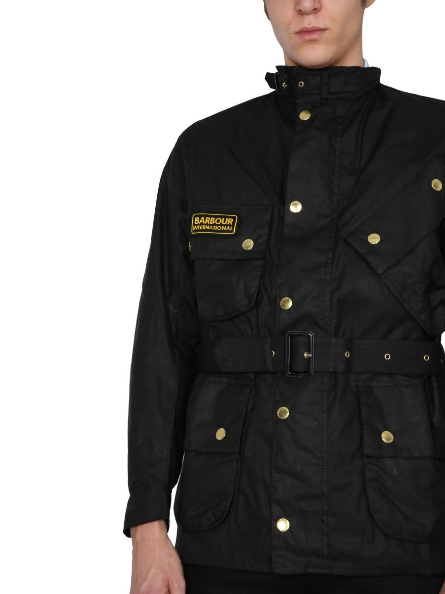 Barbour Logo Embroidered Belted Jacket