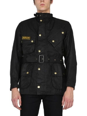 Barbour Logo Embroidered Belted Jacket