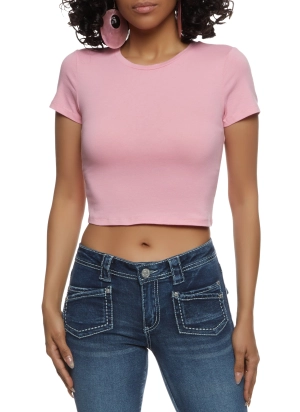 Basic Crew Neck Cropped Tee