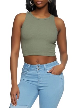 Basic Cropped Racerback Tank Top