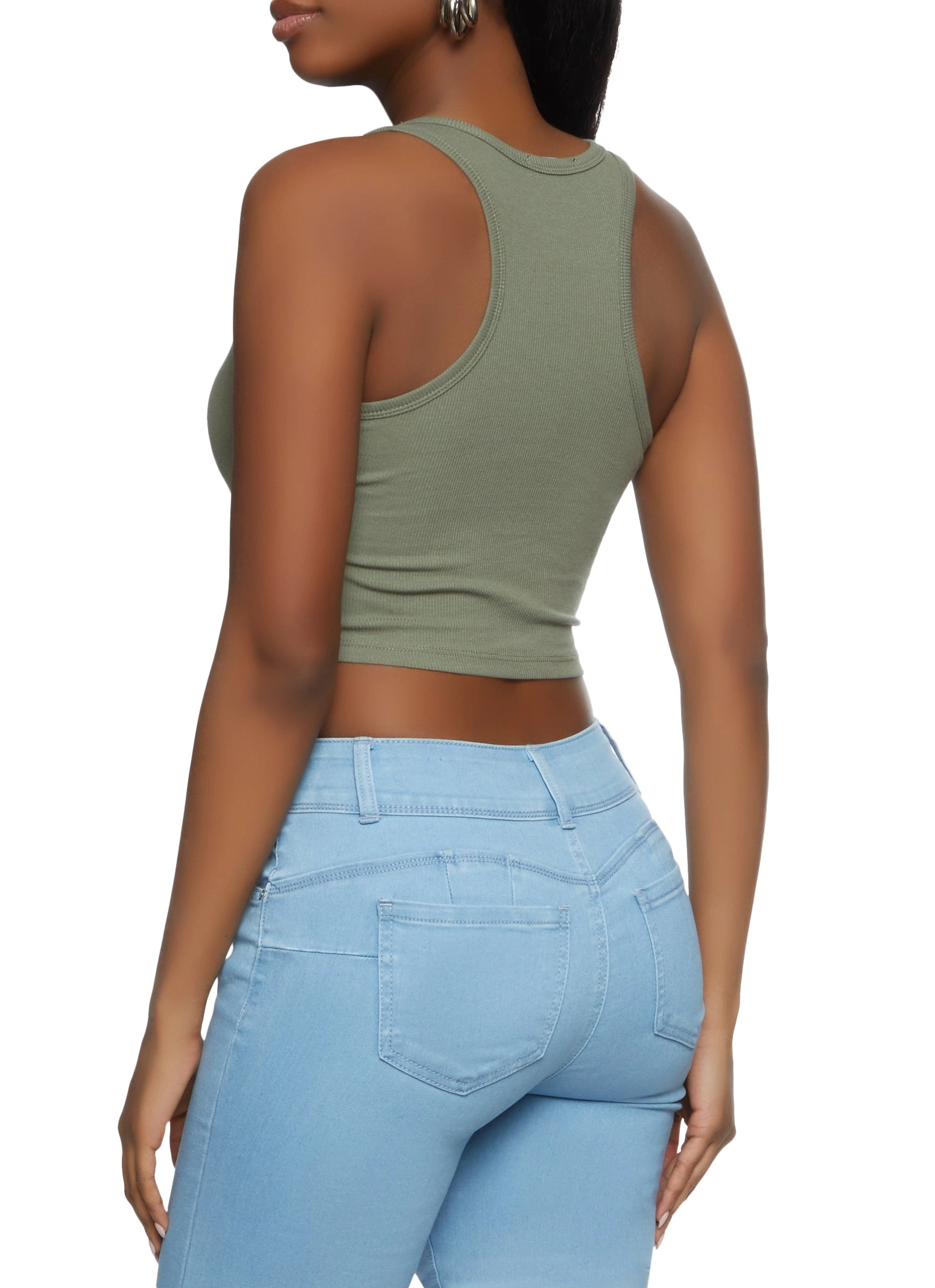 Basic Cropped Racerback Tank Top