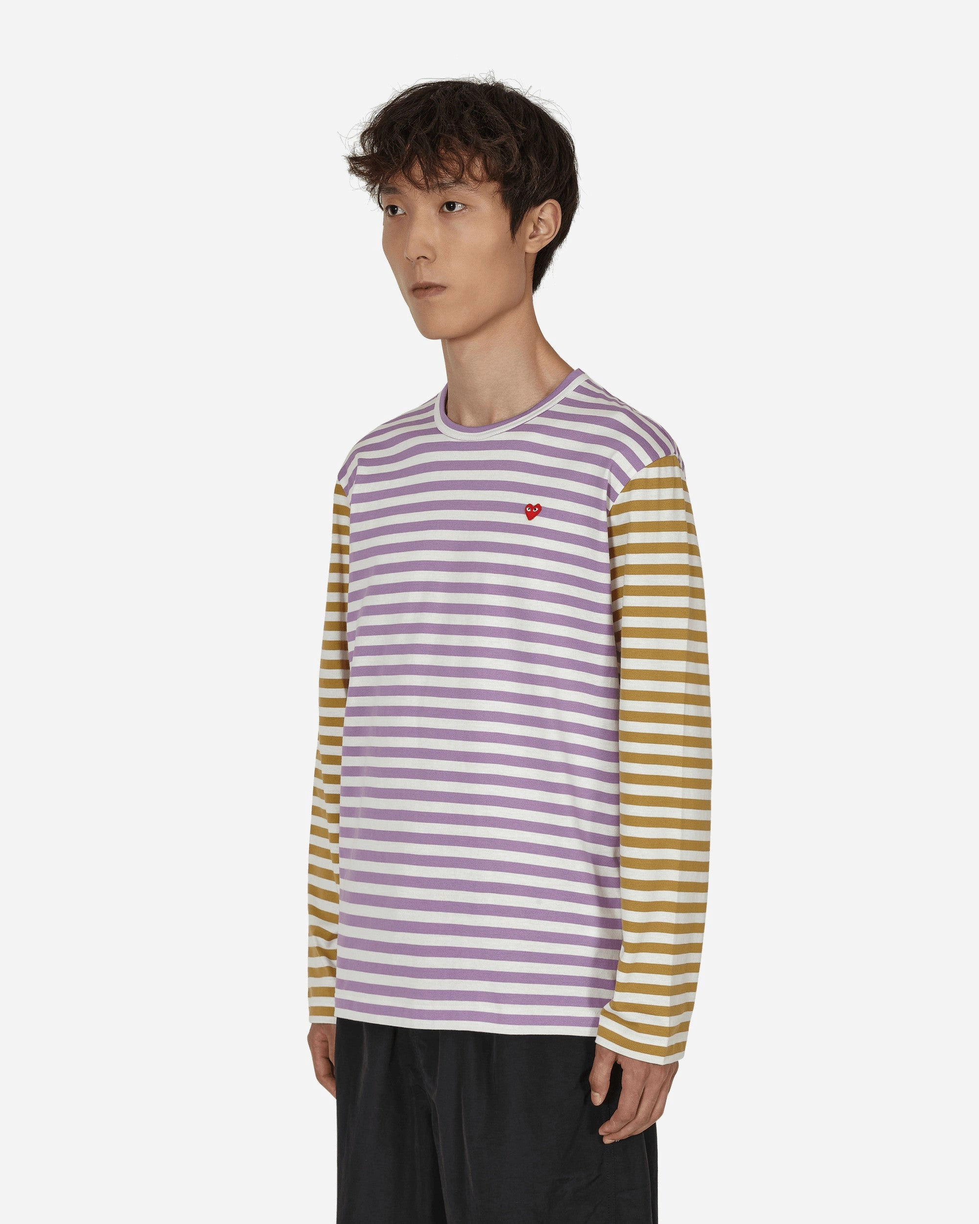 Bi-Color Stripe Longsleeve T-Shirt Purple