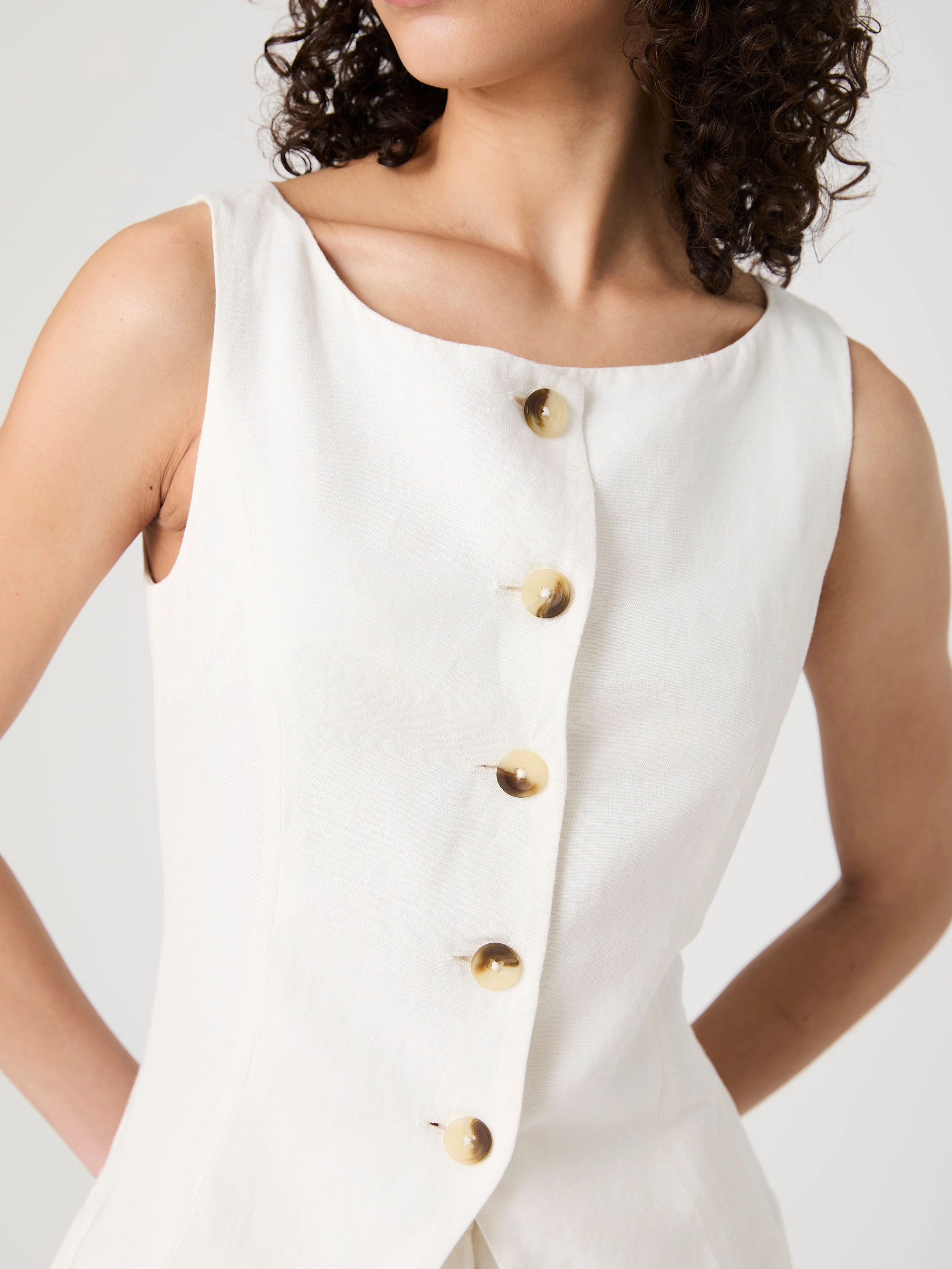 Birdie Linen Waistcoat Top