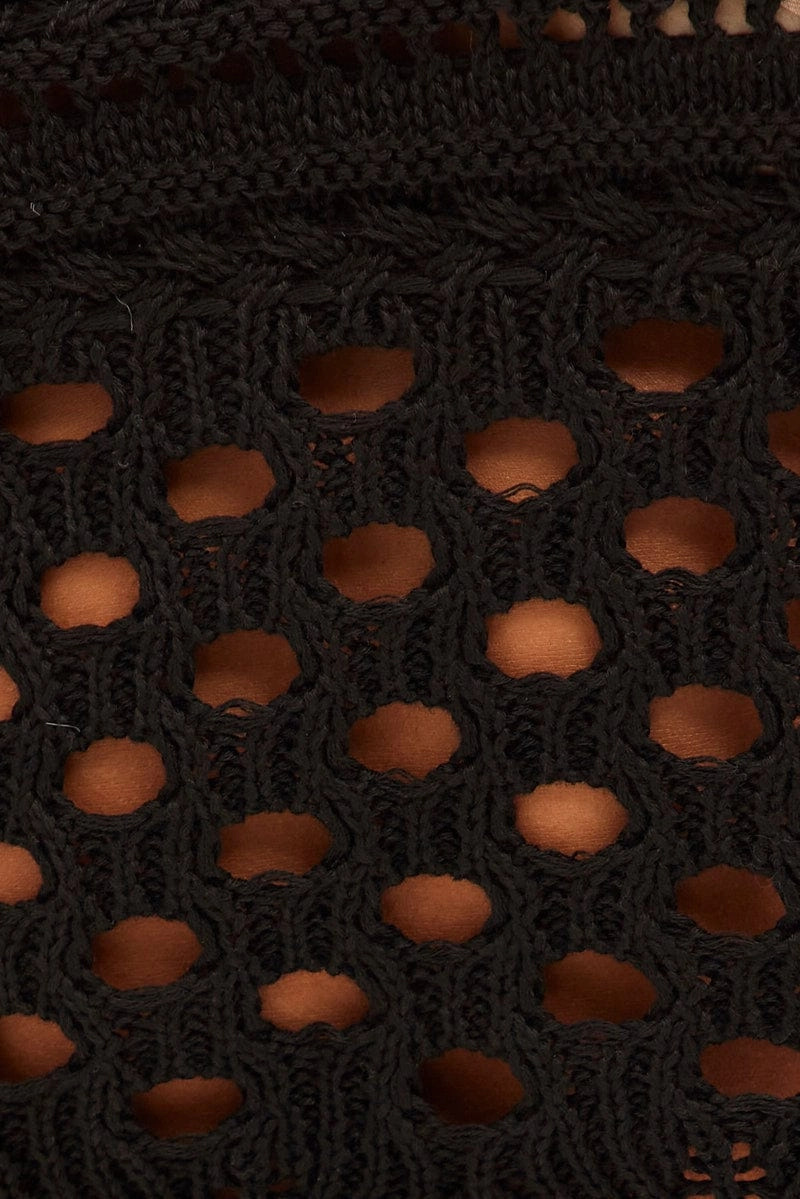 Black Crochet Knit Halter Neck Crop