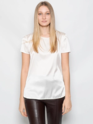 Blouse in White Stretch Silk
