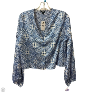 Blouse Long Sleeve By Express In Blue & White, Size: S