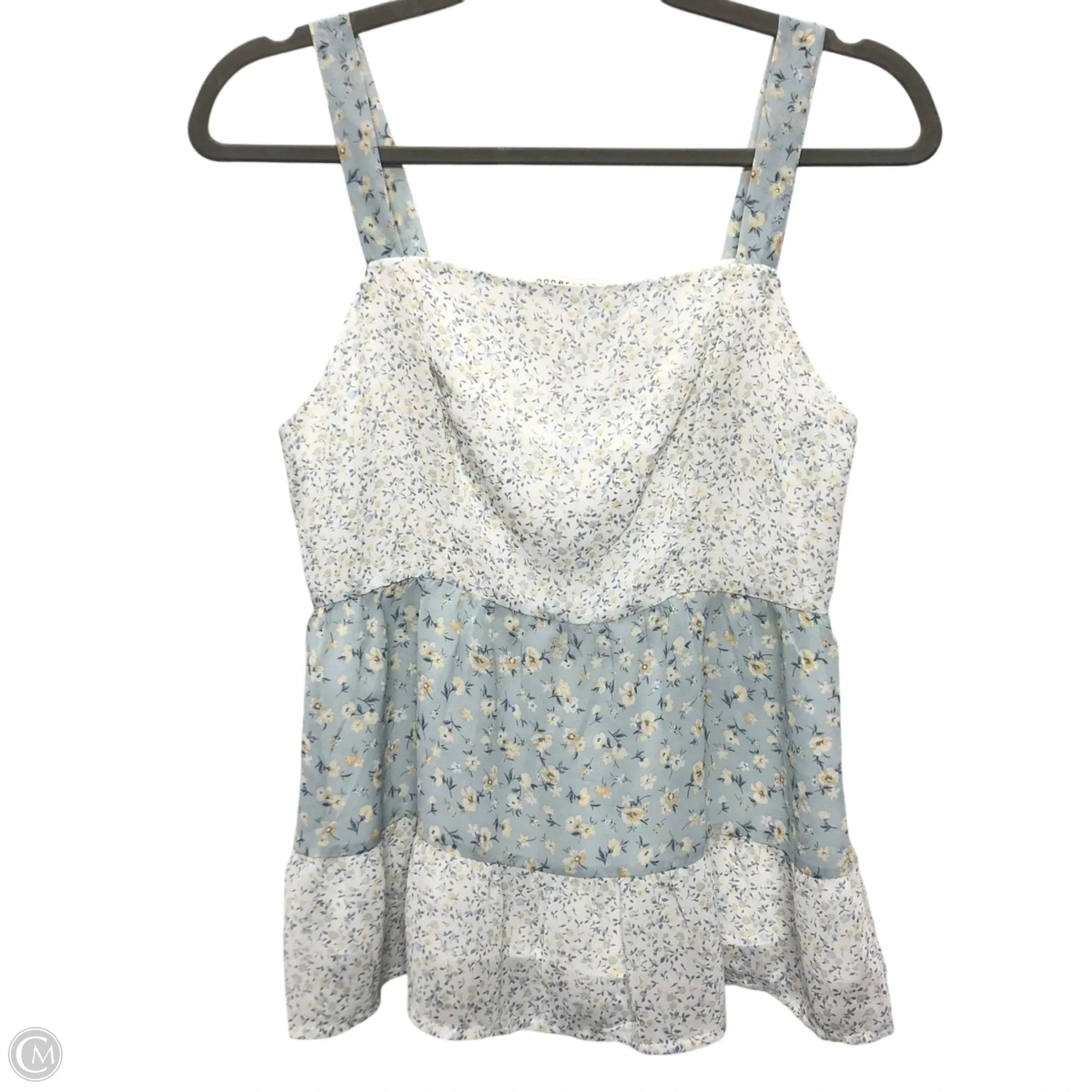 Blouse Sleeveless By Paper Crane In Blue & Yellow, Size: S