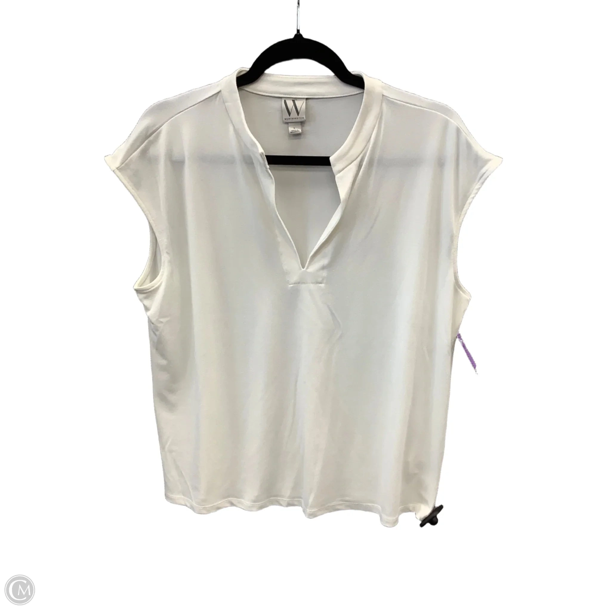 Blouse Sleeveless By Worthington In White, Size: L