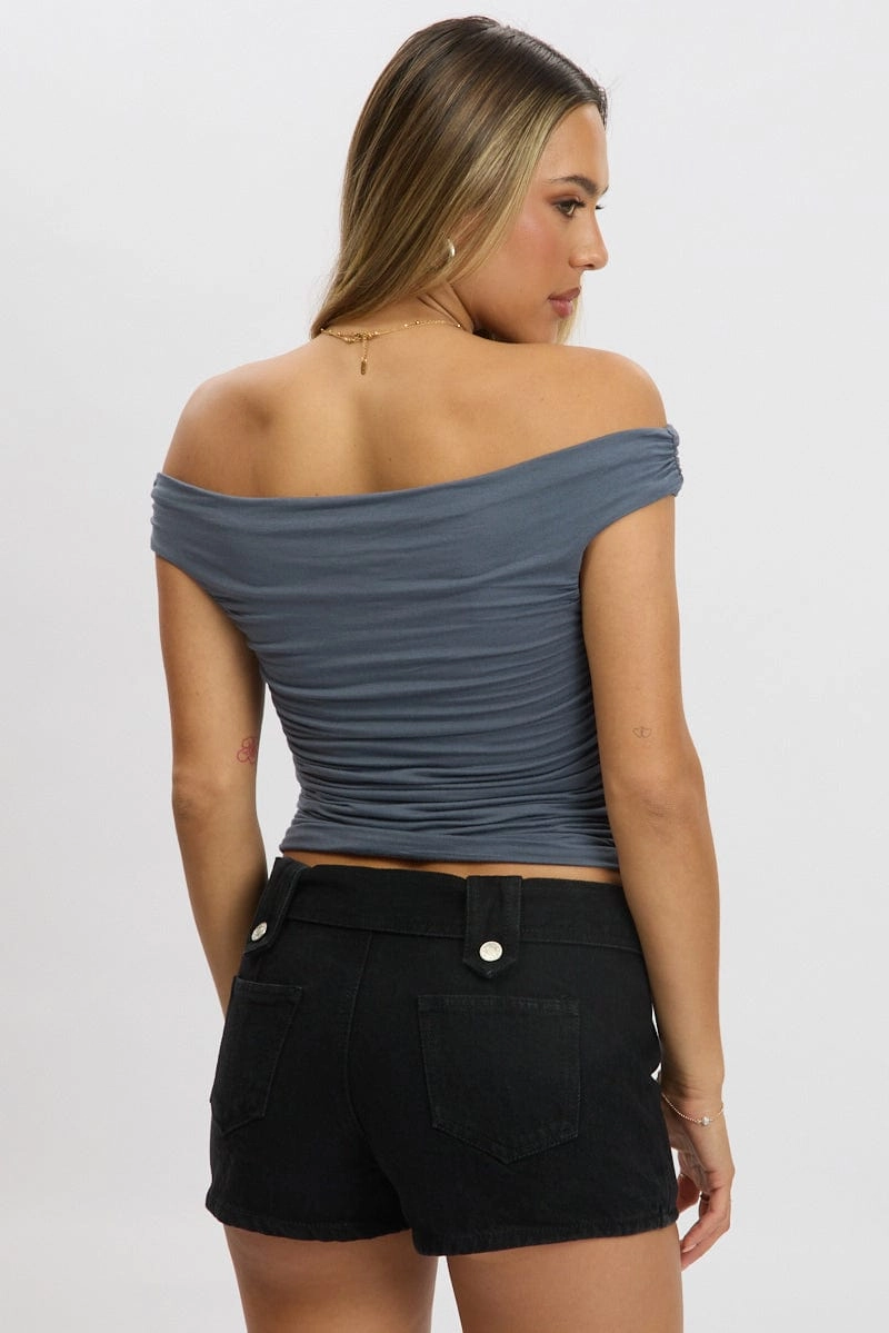 Blue Off Shoulder Top
