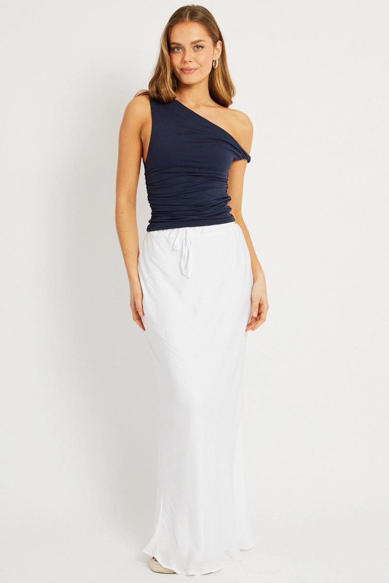 Blue Supersoft Top Twist off Shoulder
