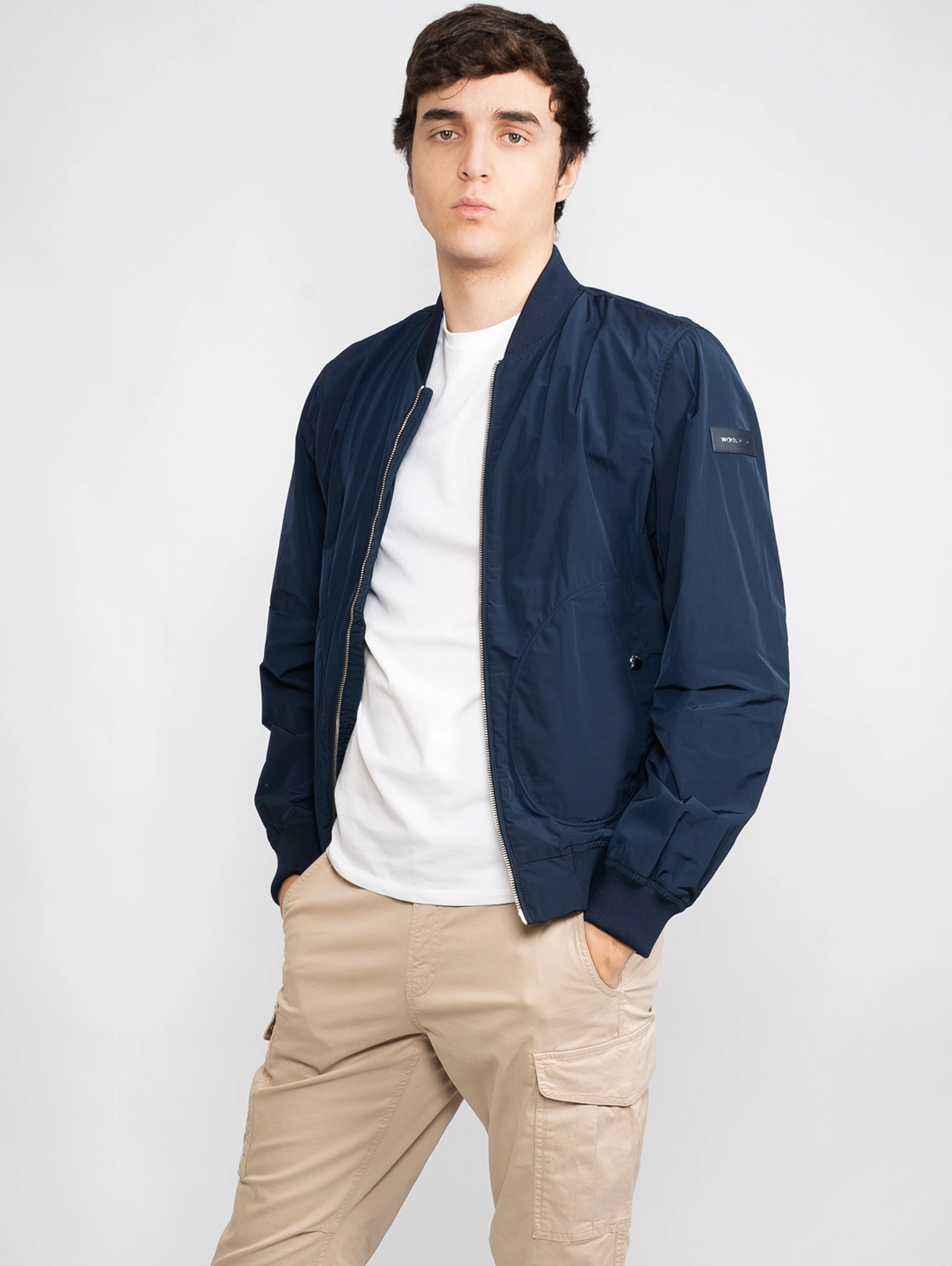 Bomber in Blue Fabric
