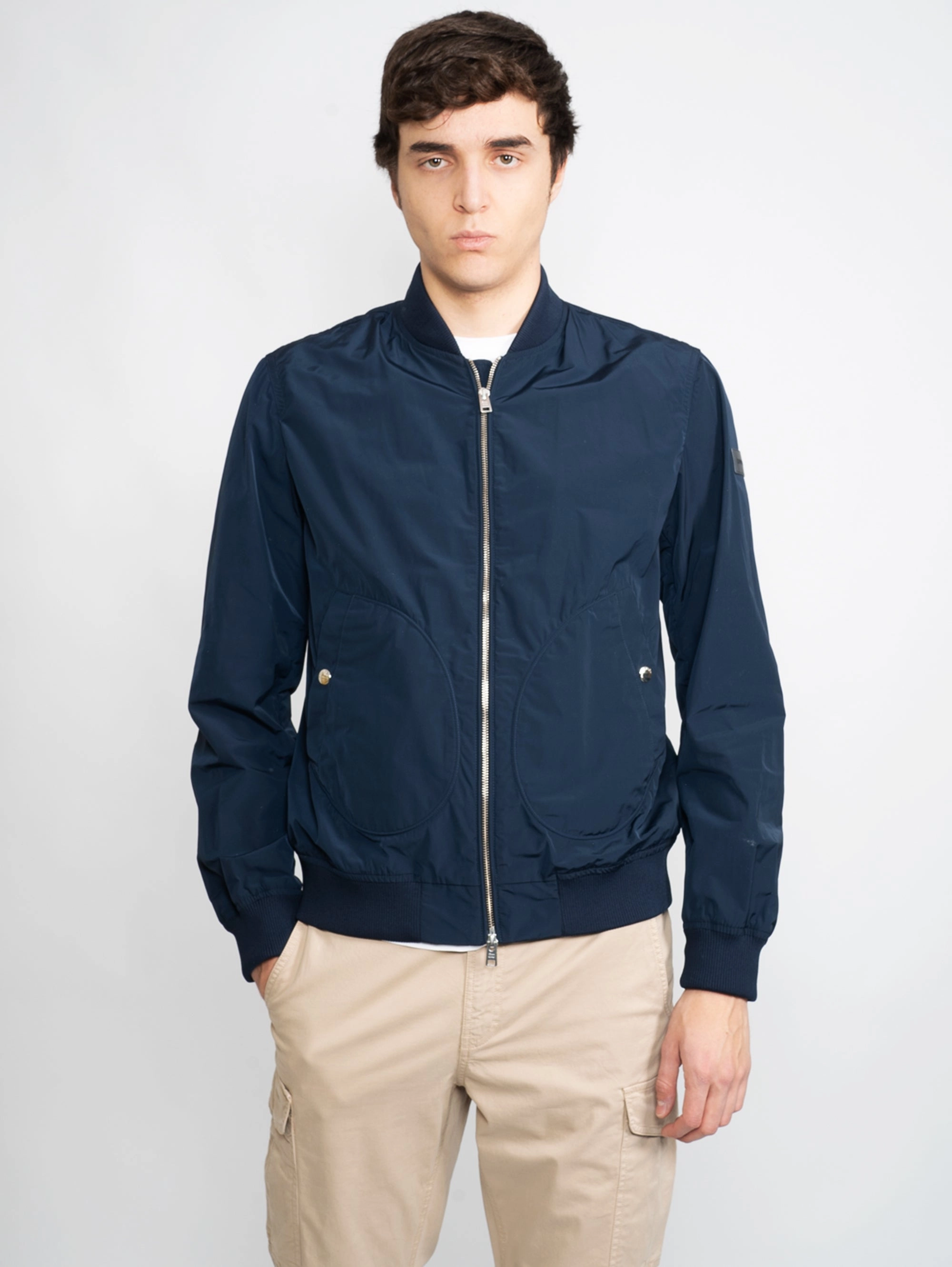 Bomber in Blue Fabric
