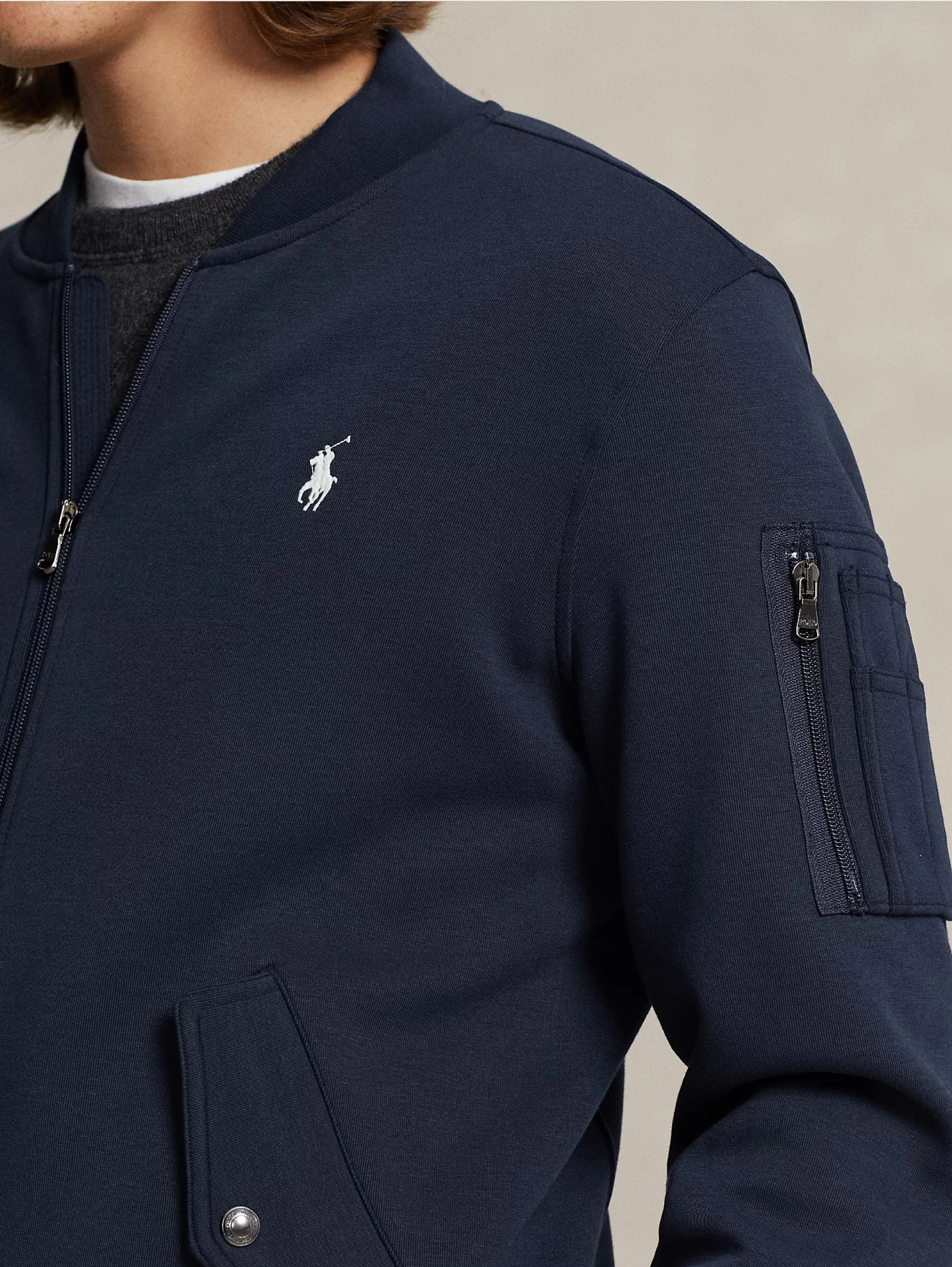 Bomber in Double Blue Knit