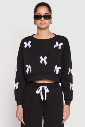 Bow Detail Cropped Sweatshirt
