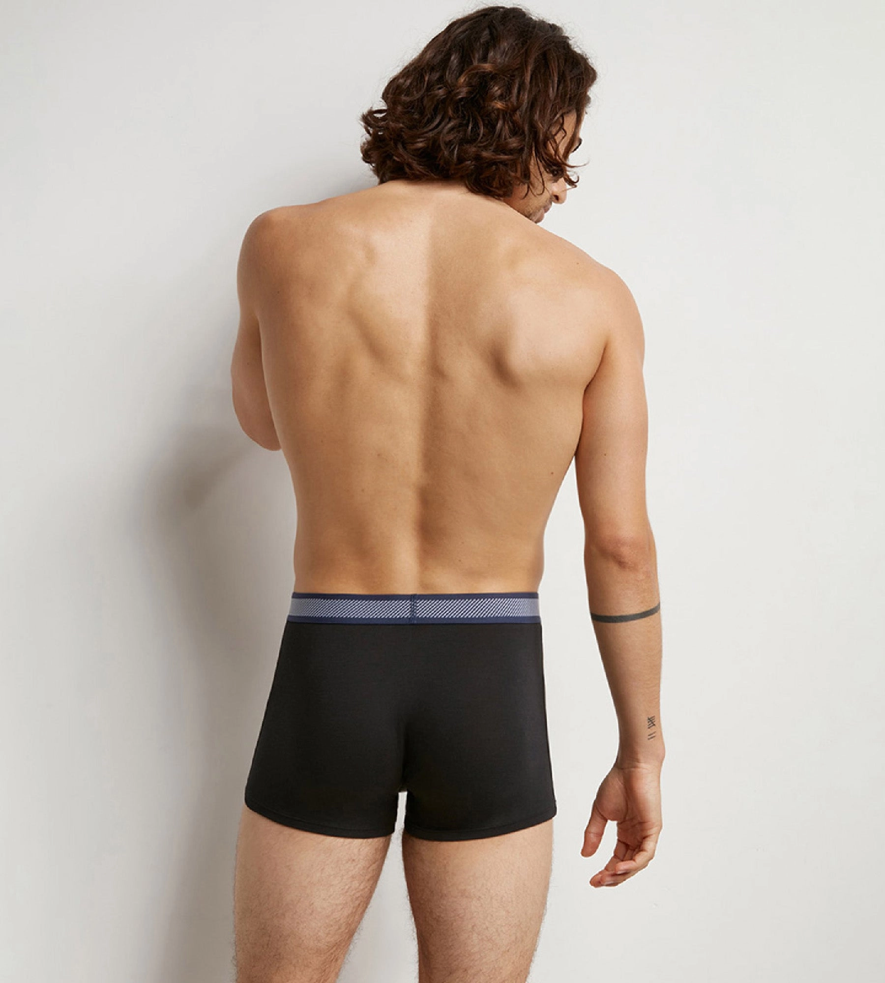 Boxer homme en coton modal à ceinture rayée Noir Dim Smart