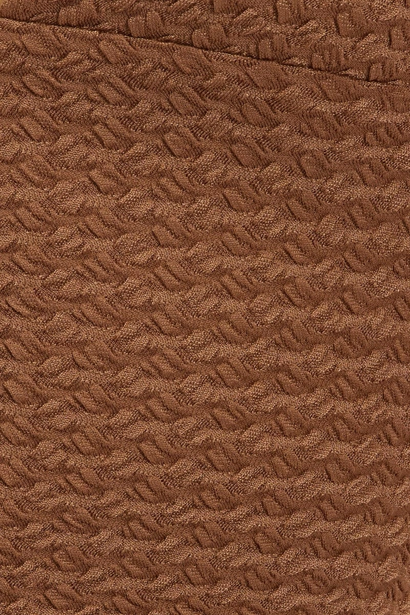 Brown Halter Neck Top Crop Textured