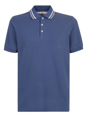 Brunello Cucinelli Striped Collar Polo Shirt