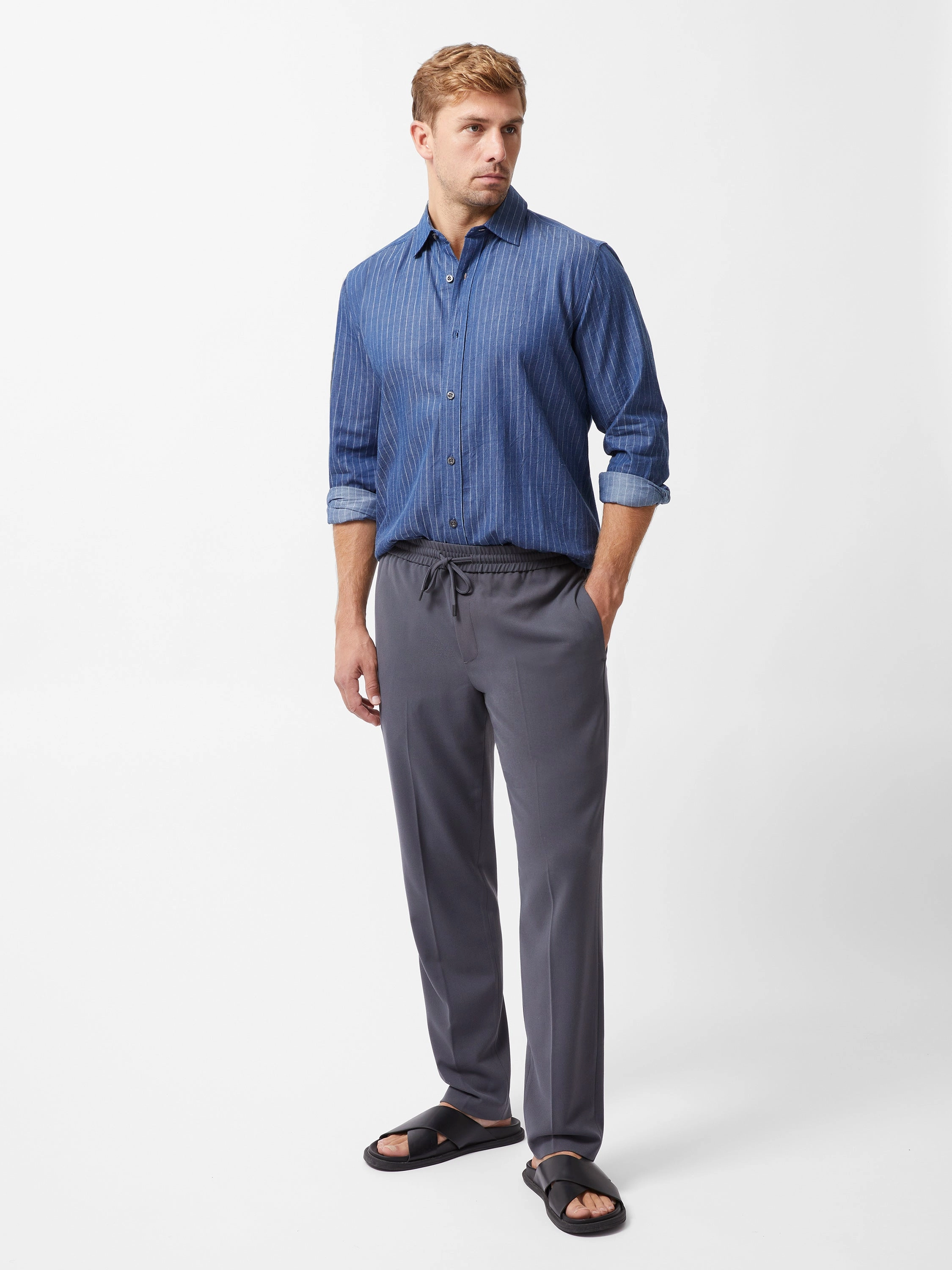Chambray Stripe Long Sleeve Shirt