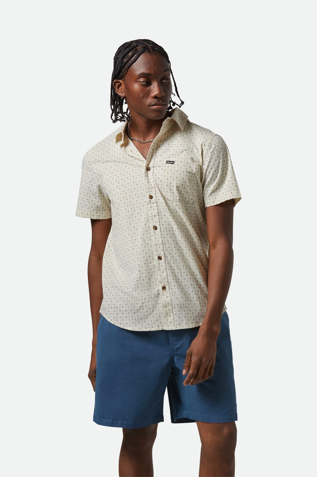 Charter Print S/S Shirt - Off White/Micro Floral