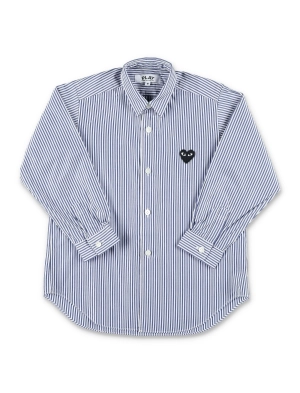 Comme des Garçons Play Kids Heart Patch Striped Shirt
