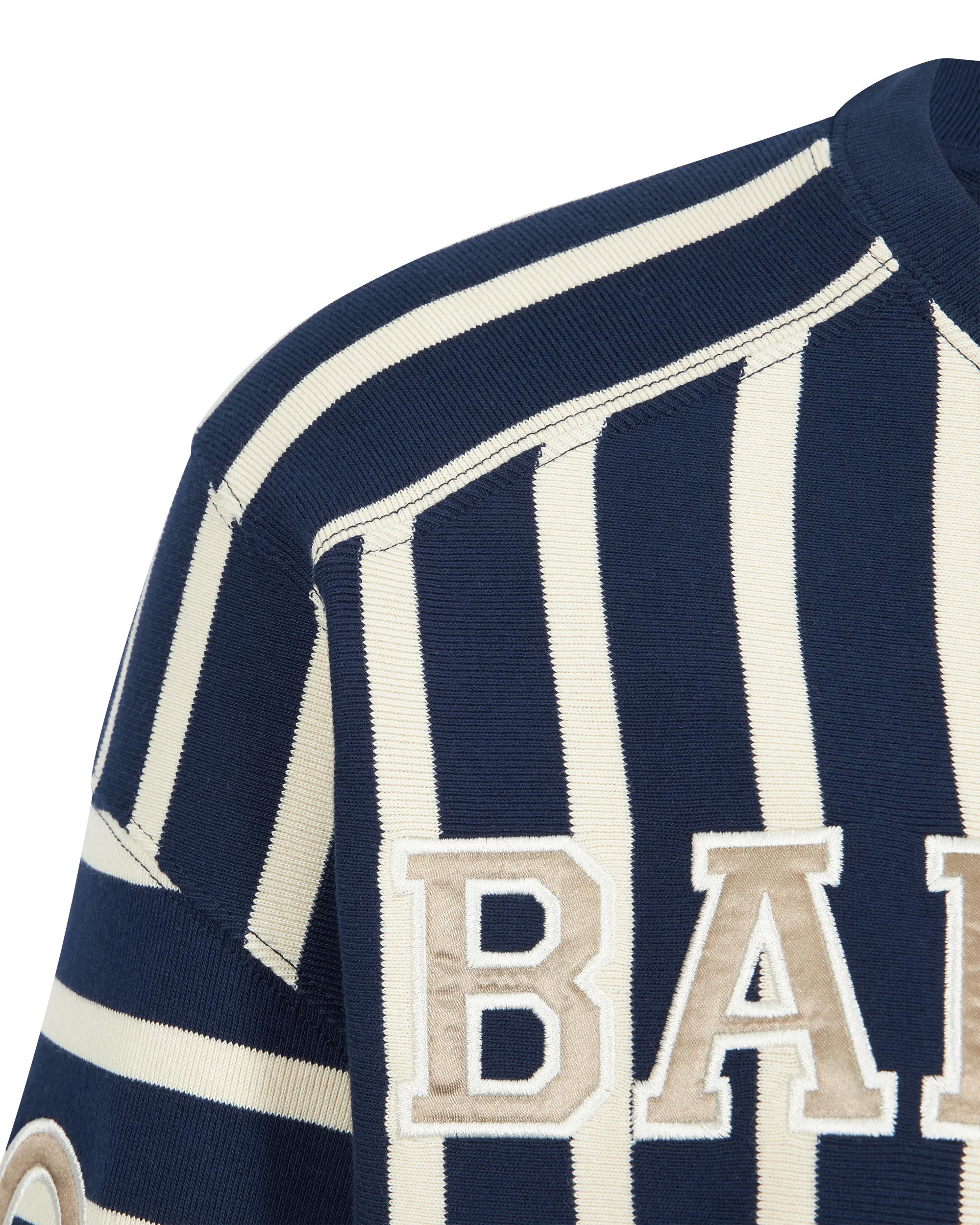 Cropped Striped Balmain Baseball T-Shirt